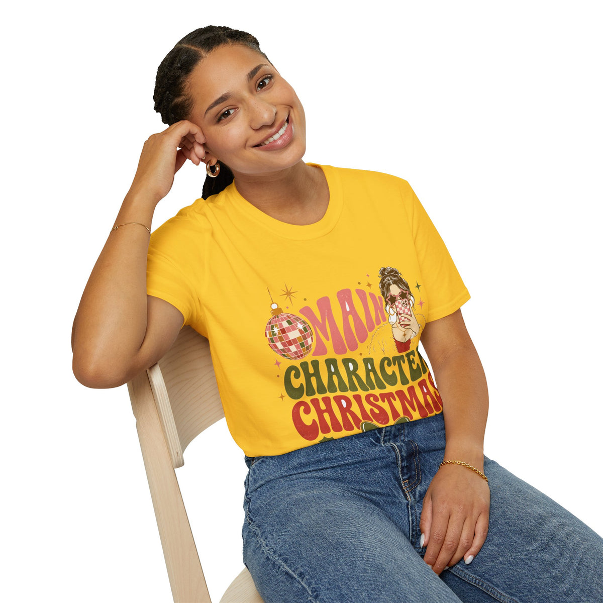 Christmas T-Shirt — "Main Character Christmas" Graphic Tee (Holiday Mom Aesthetic)