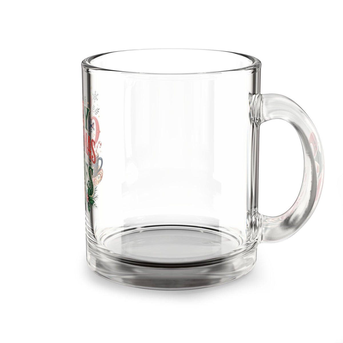 Christmas Glass Mug 10 oz Glass Mug — Cozy Christmas Vibes 10oz Holiday Coffee Cup