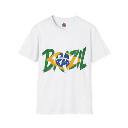 Brazil Flag Graphic T-Shirt — Bold Brazil Script with National Flag Motif