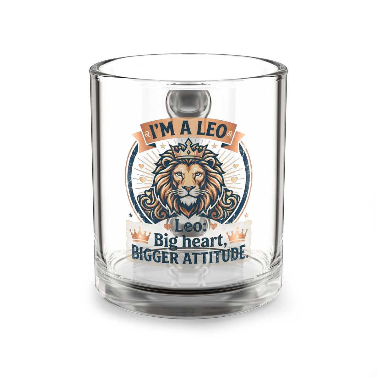Leo Glass Mug — “I’m a Leo: Big Heart, Bigger Attitude” 10oz Astrology Coffee Cup