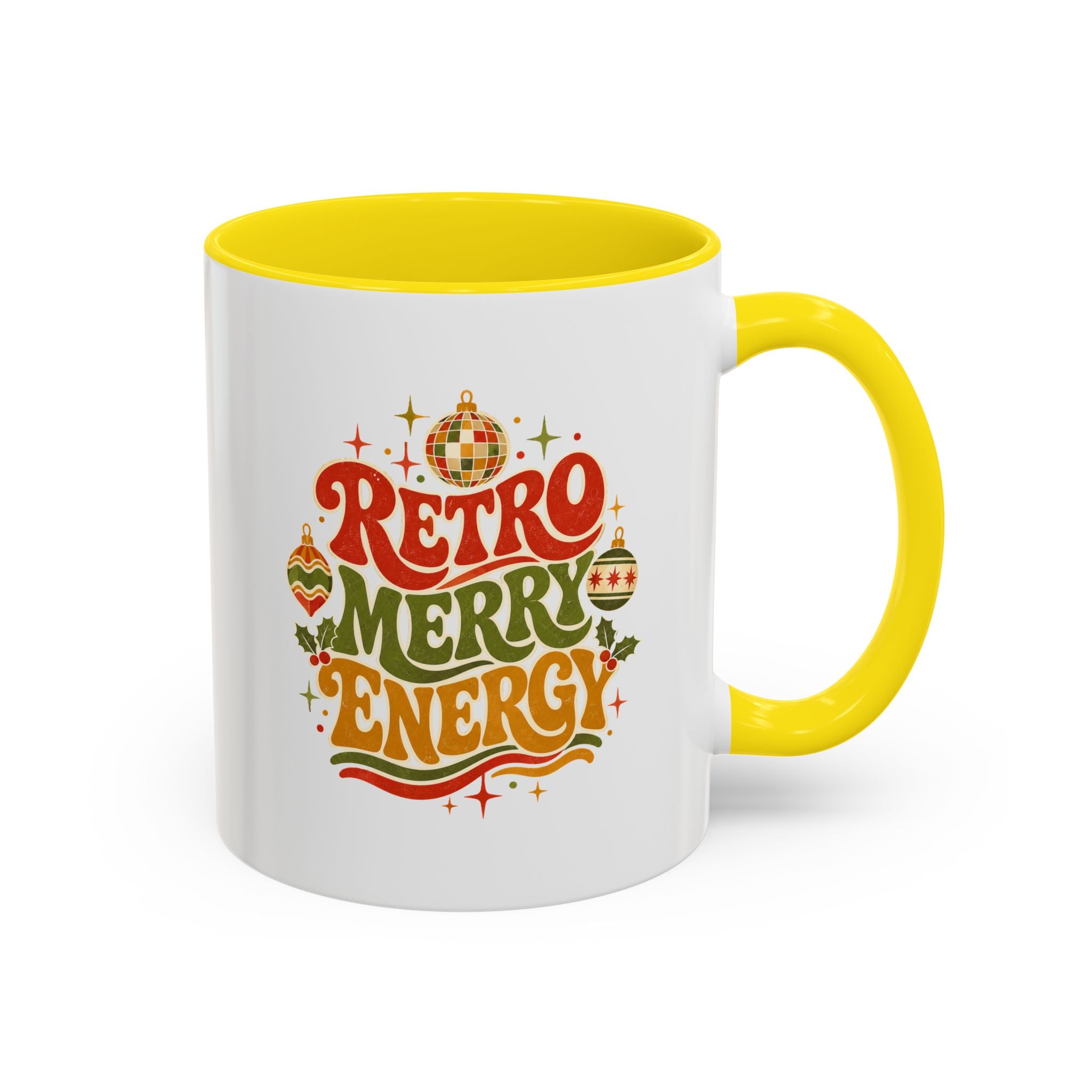 Modern Day Christmas Retro Merry Energy Coffee Mug — Festive 70s Holiday Design