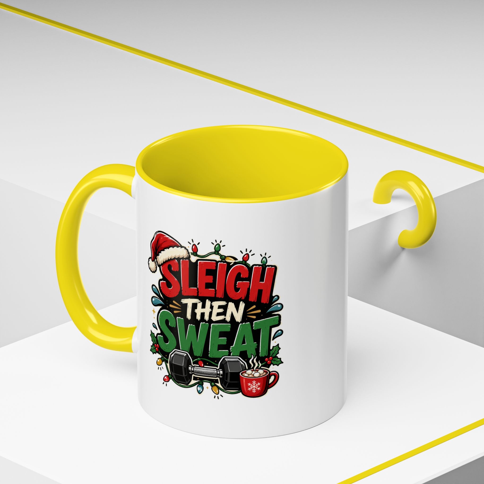 Modern Day Christmas Sleigh Then Sweat Coffee Mug — Festive Gym Motivational Holiday Gift