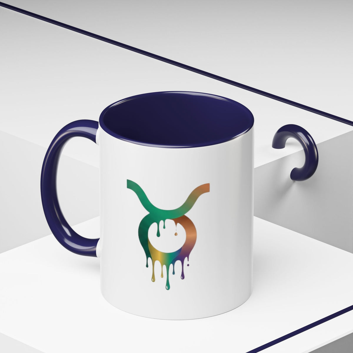 Taurus Drip Zodiac Coffee Mug — Colorful Taurus Symbol Accent Mug