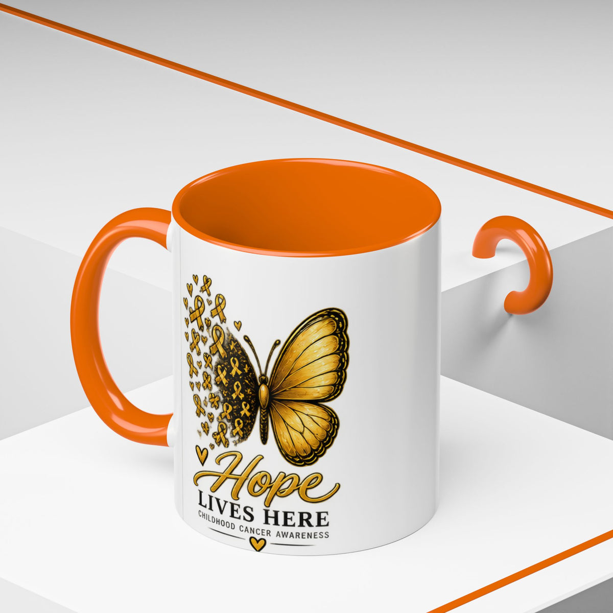 Hope Lives Here Childhood Cancer Awareness Accent Coffee Mug