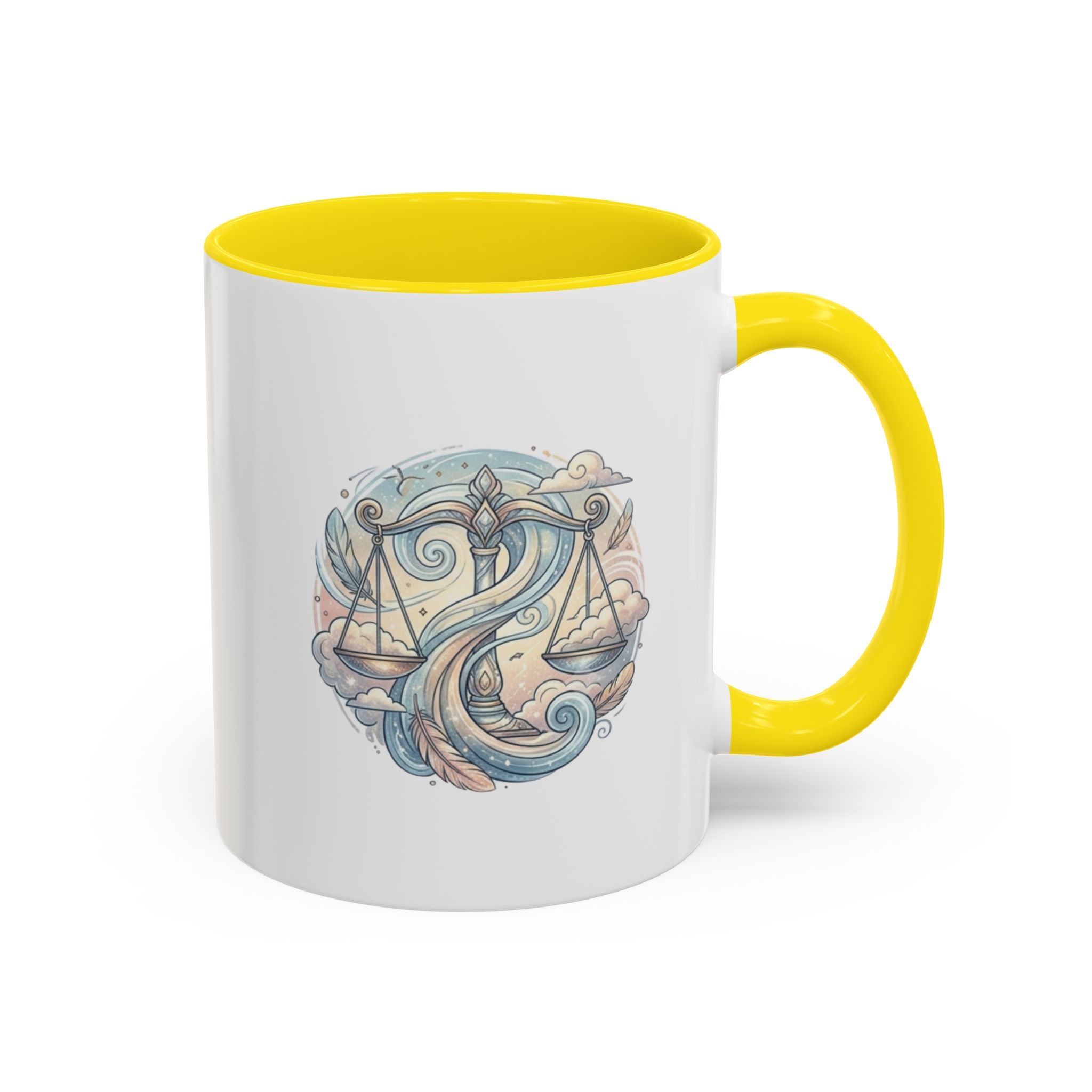 Libra Zodiac Coffee Mug — Balance Scales Astrological Accent Mug