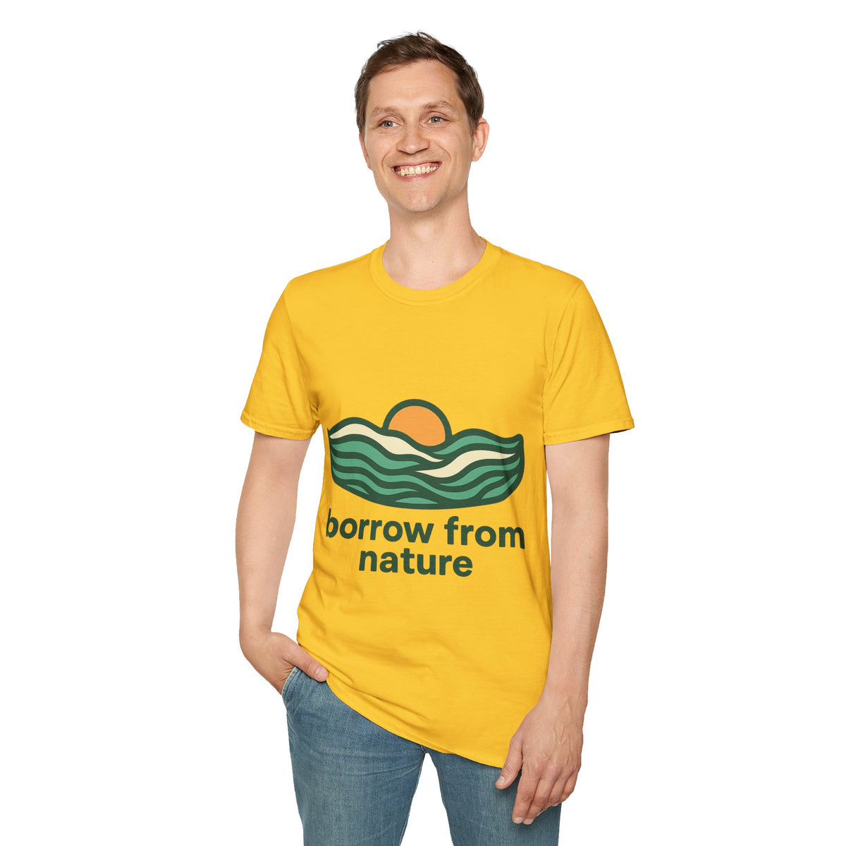 Borrow From Nature T-Shirt — Retro Sunset Eco Graphic Tee - Trending Now - September 2026