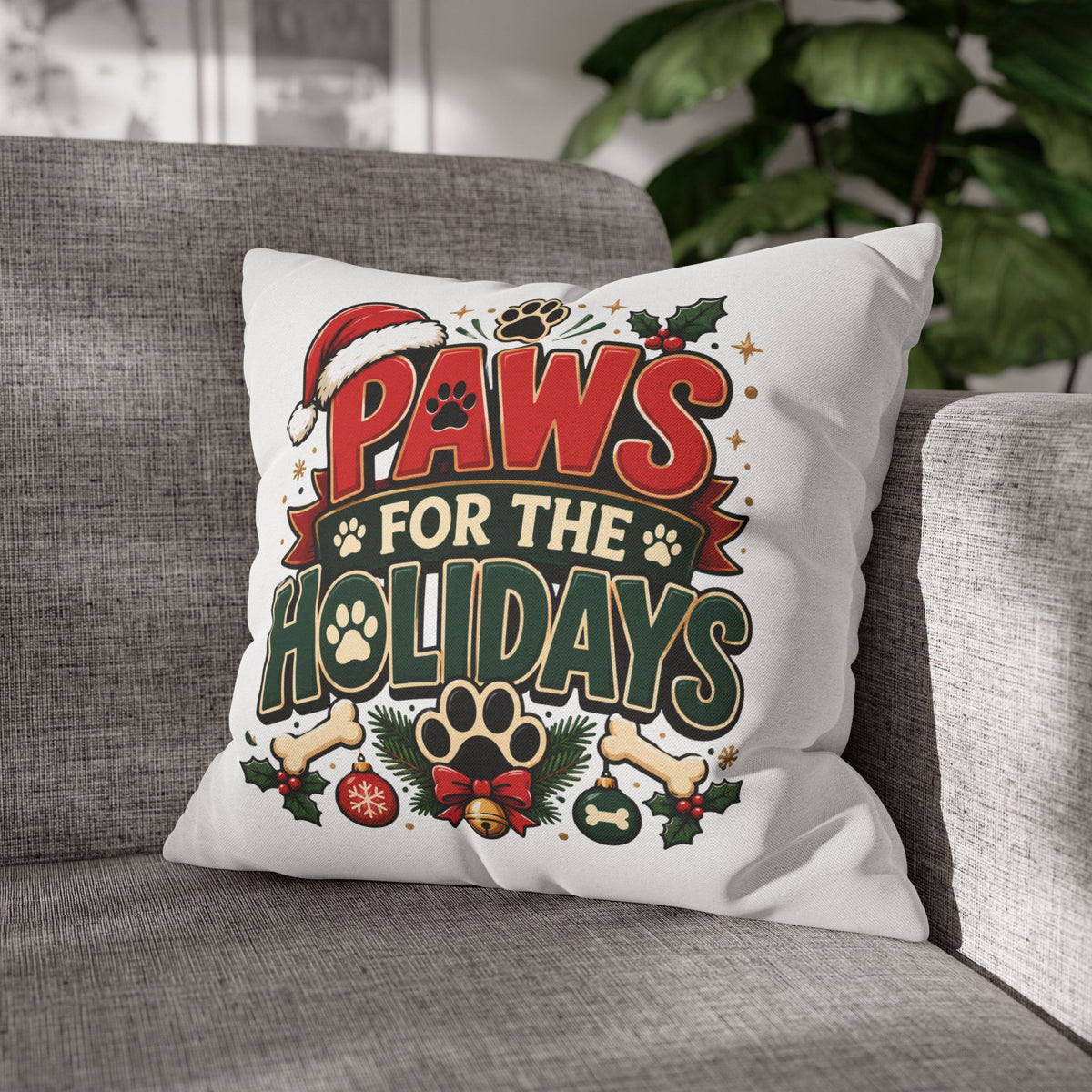 Christmas Paws For The Holidays Pillowcase