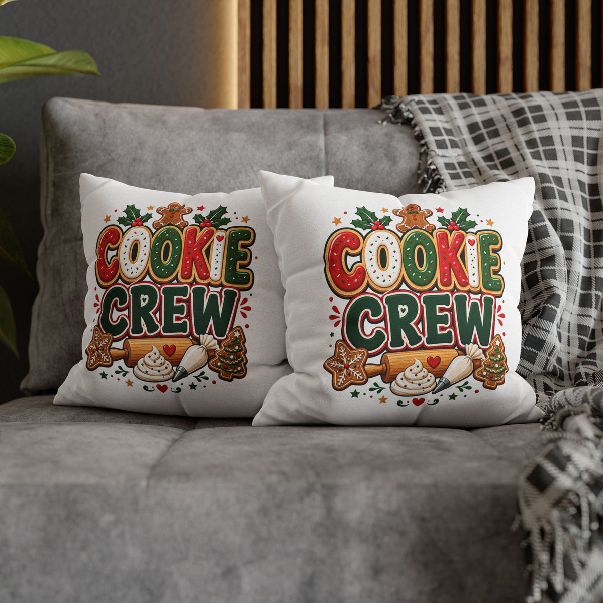 Christmas Cookie Crew Holiday Pillow — Festive Baking Christmas Throw Pillowcase