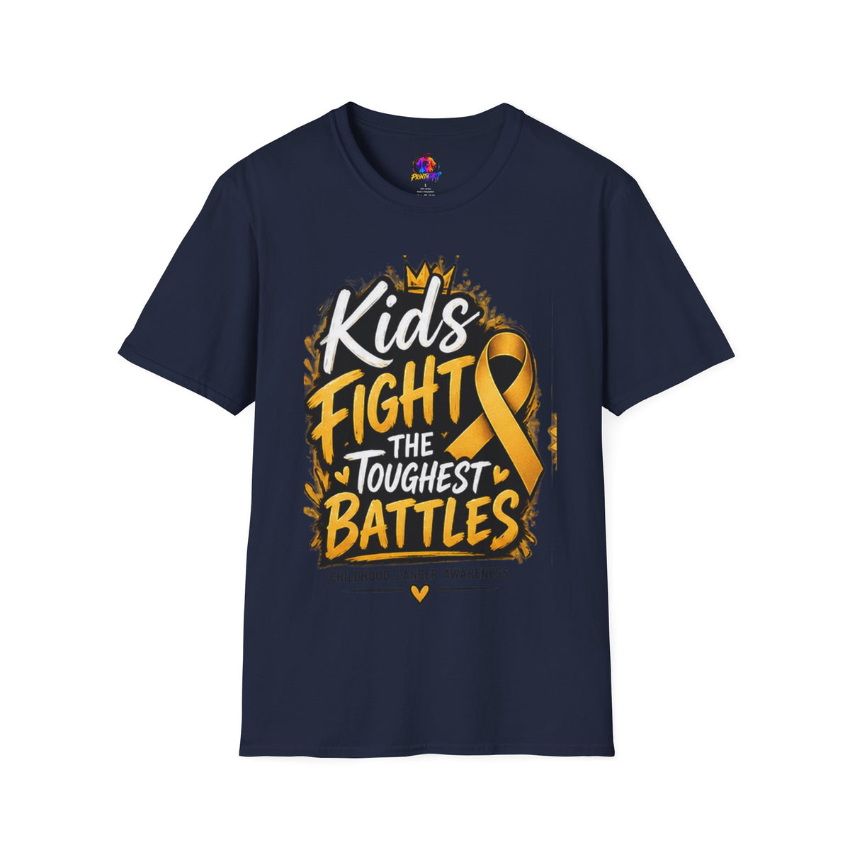 Childhood Cancer Awareness T-Shirt — "Kids Fight the Toughest Battles" Gold Ribbon