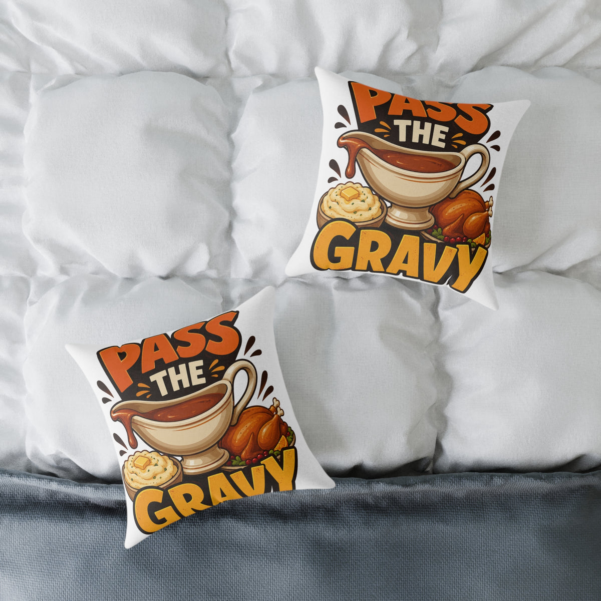 Thanksgiving Pass the Gravy Pillow — Thanksgiving Decorative Throw Pillow