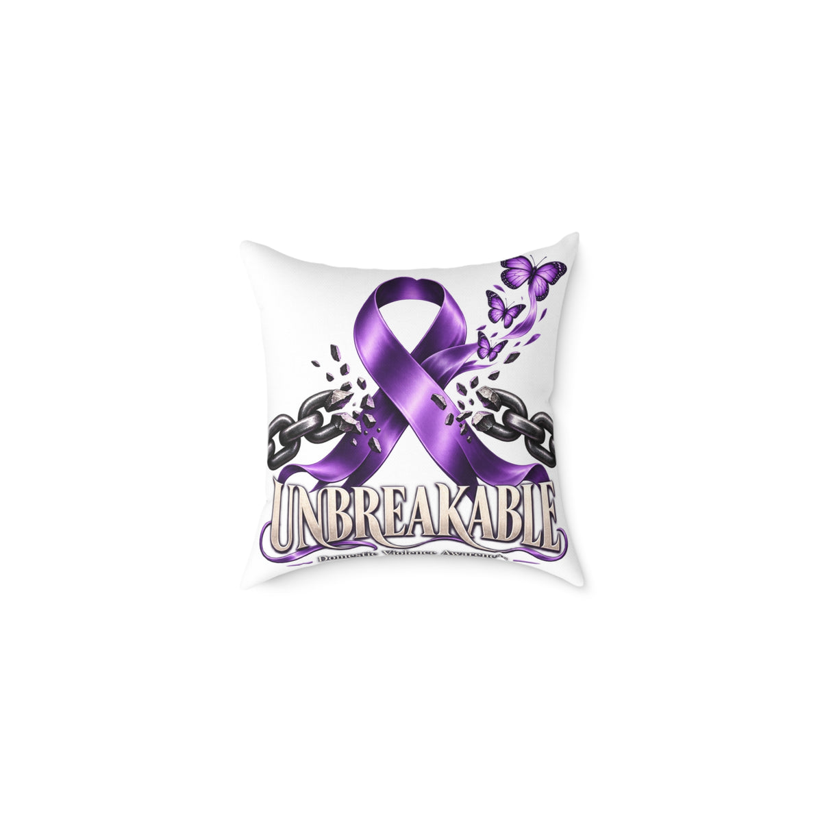 Domestic Violence Unbreakable Purple Ribbon Throw Pillow