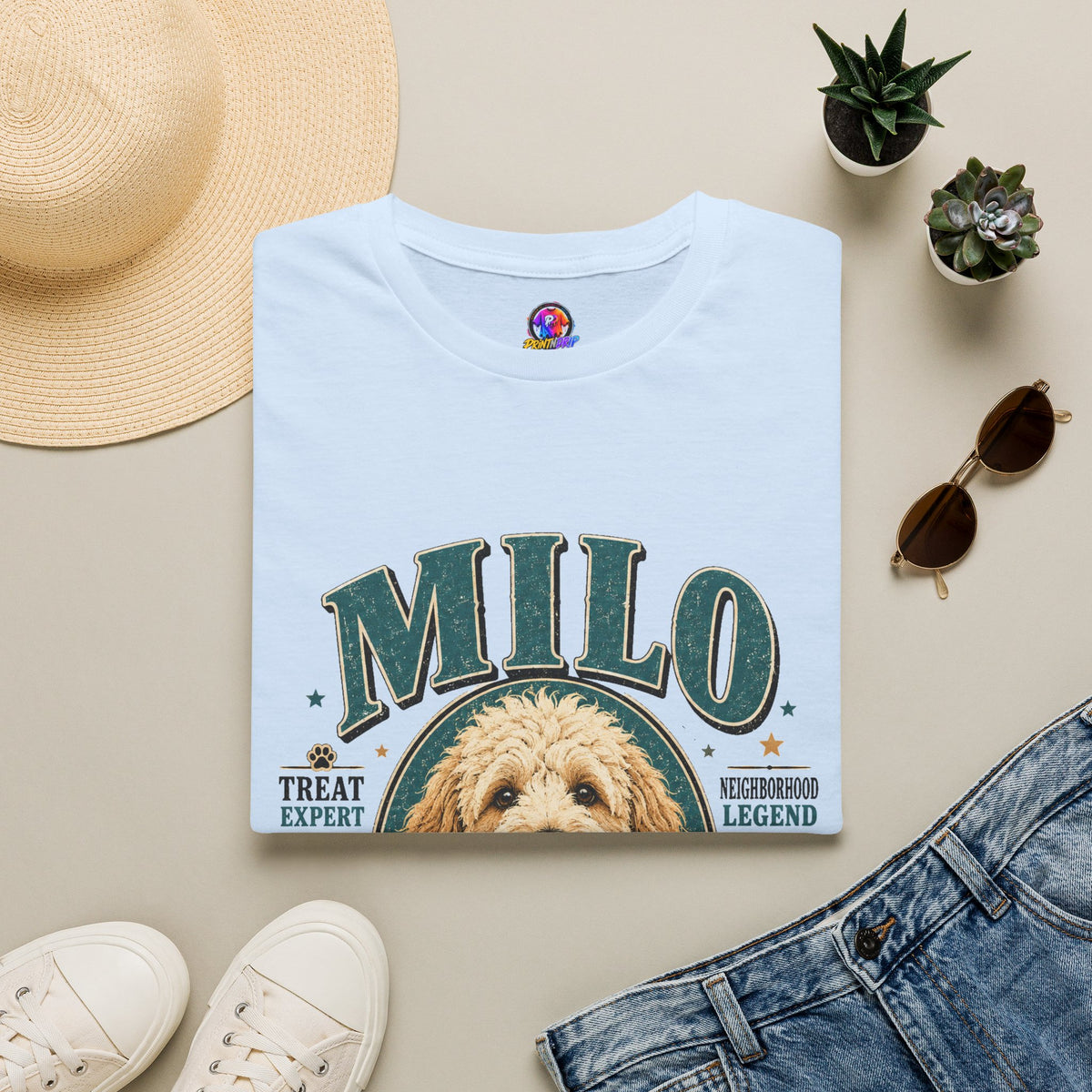 Dog Lover T-Shirt — "MILO" Personalized Pet Portrait Tee