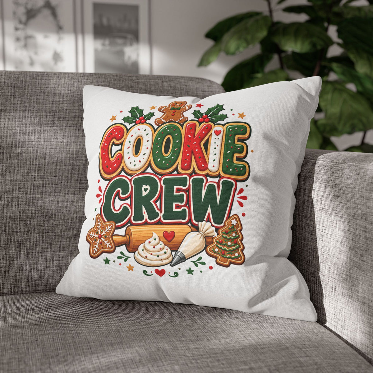 Christmas Cookie Crew Holiday Pillow — Festive Baking Christmas Throw Pillowcase