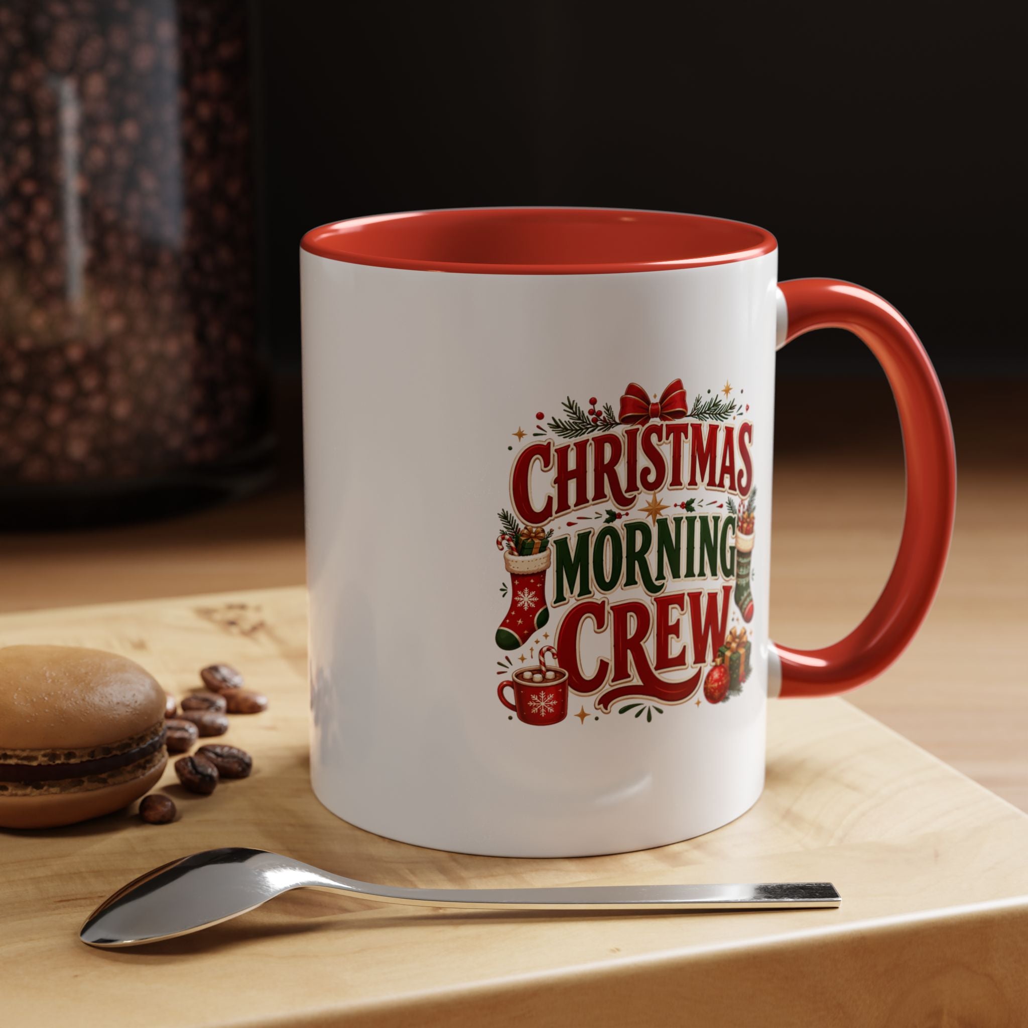 Christmas Morning Crew Accent Coffee Mug – Holiday Coffee Cup