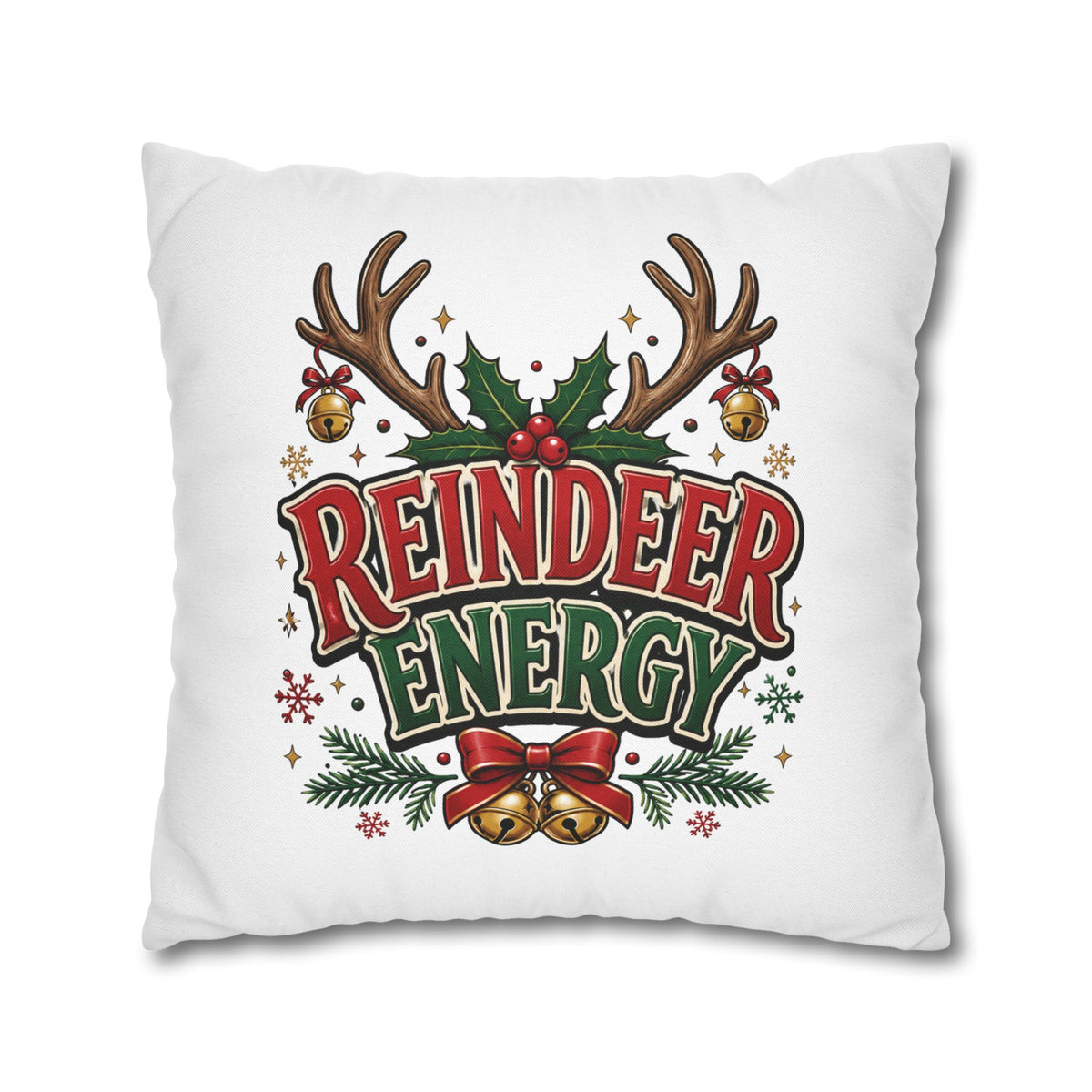 Christmas Reindeer Energy Holiday Pillowcase — Festive Christmas Decorative Throw Cover