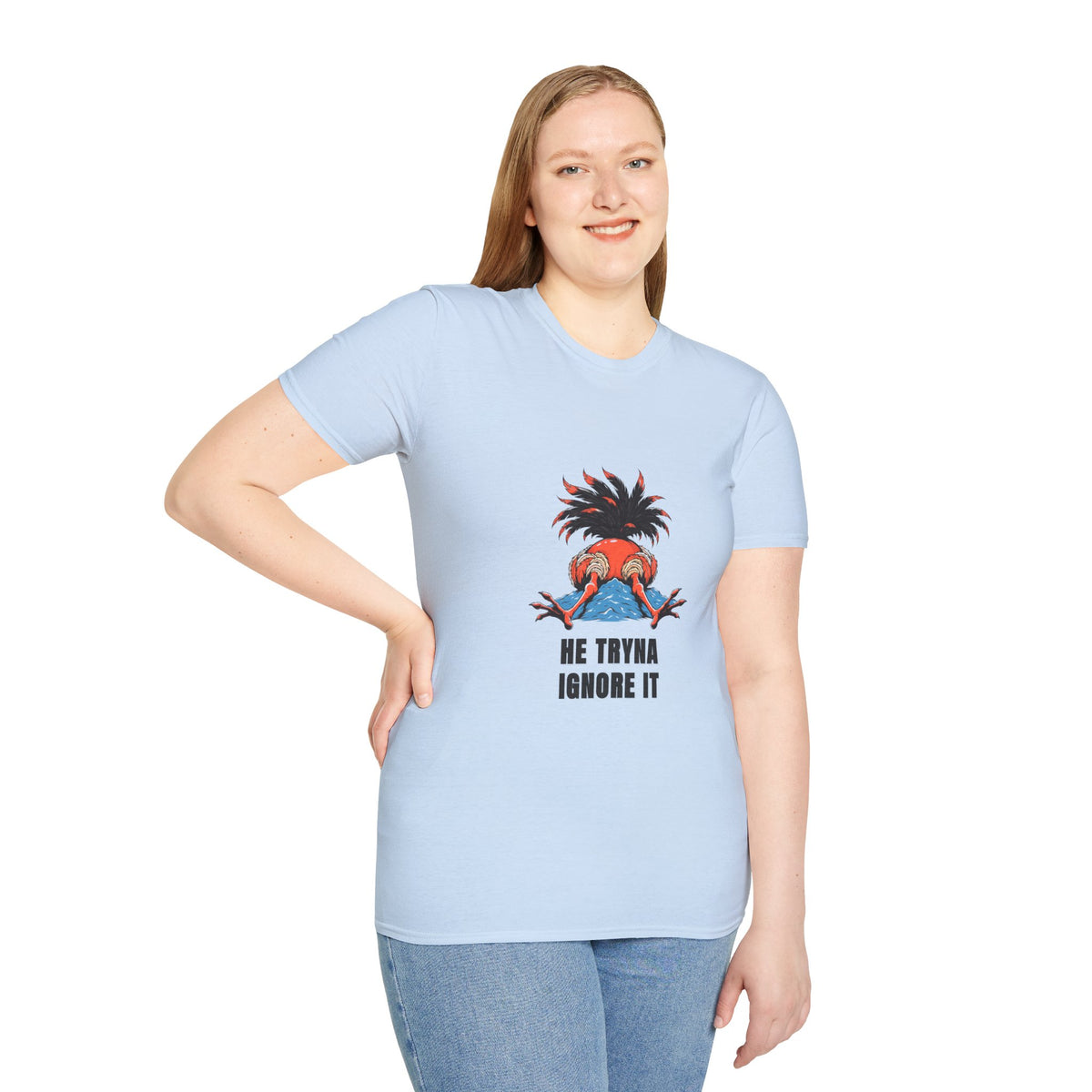 Graphic T-Shirt — 'He Tryna Ignore It' Funny Crab Illustration Tee - Trending Now - August 2026