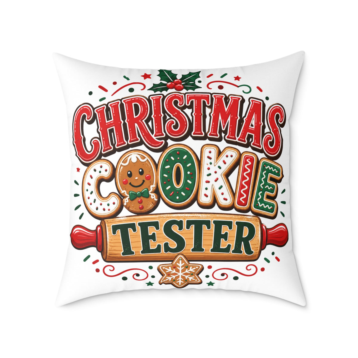 Christmas Cookie Tester Pillow — Festive Holiday Throw Pillow for Baking Lovers