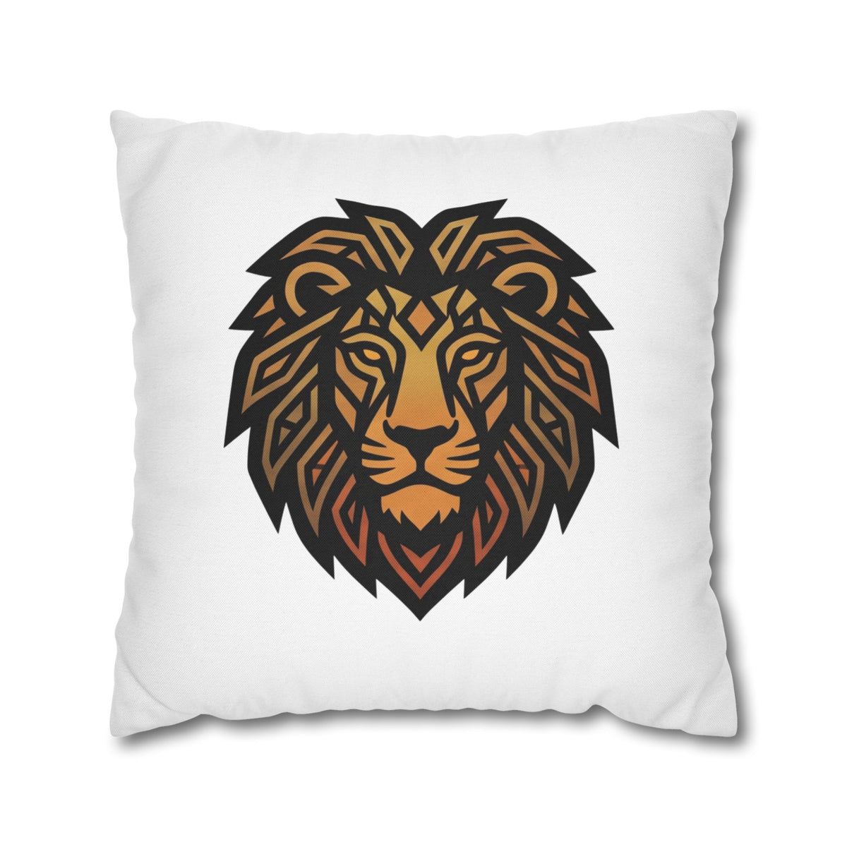 Leo Lion Head Decorative Pillowcase — Geometric Tribal Lion Throw Pillow Cover