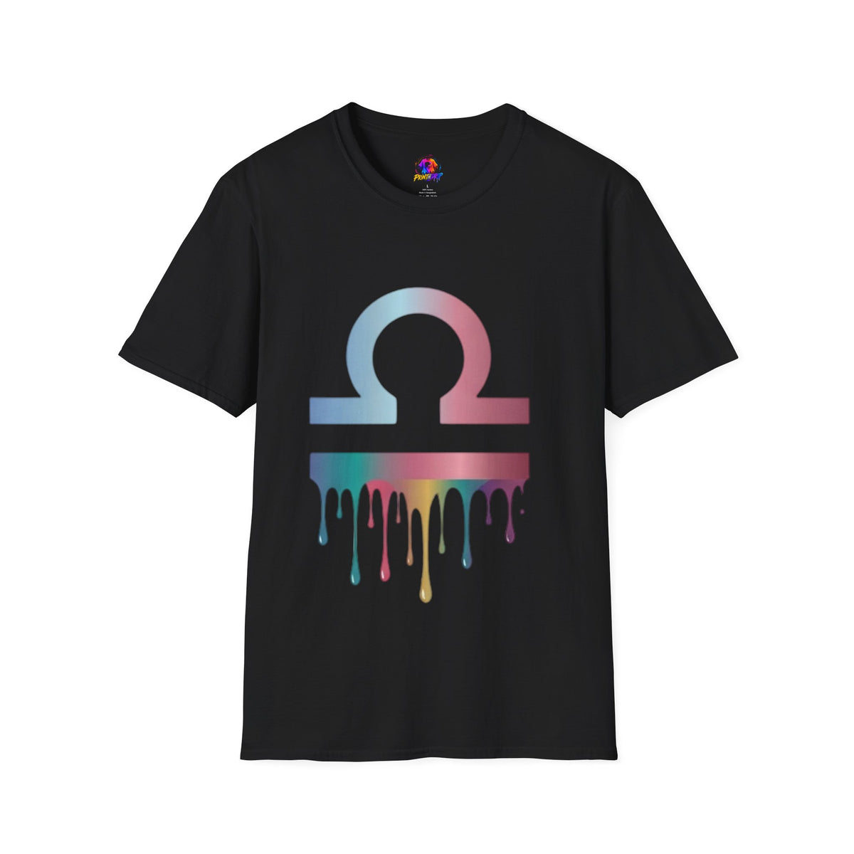 Libra Zodiac Omega Symbol T‑Shirt — Pastel Gradient Drip Graphic Shirt