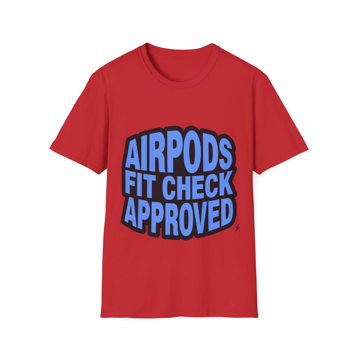 "AirPods Fit Check Approved" Y2K Tee | Blue Bubble Font Meme T-Shirt - Trending Now - September 2026