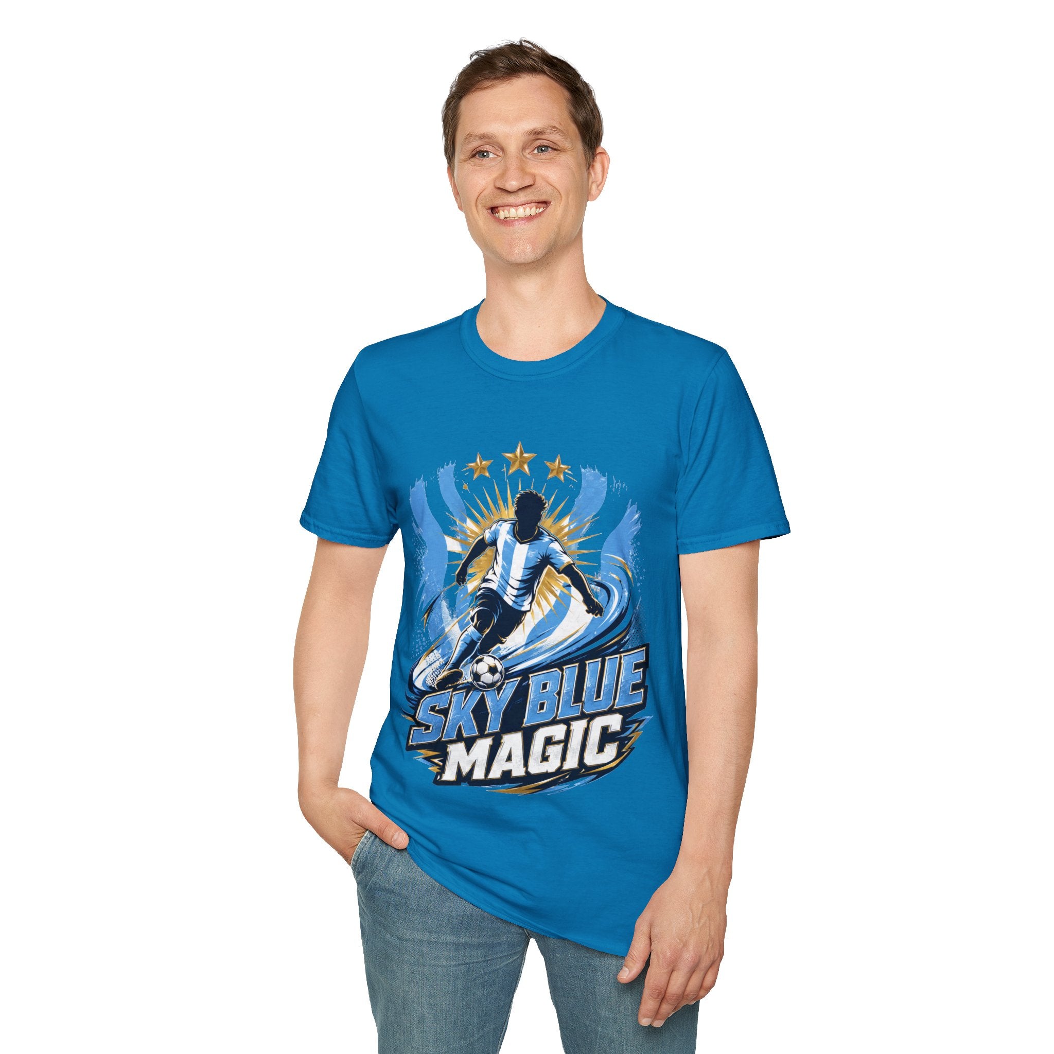 Argentina Sky Blue Magic Soccer T-Shirt — Argentinian Football Player Graphic Tee