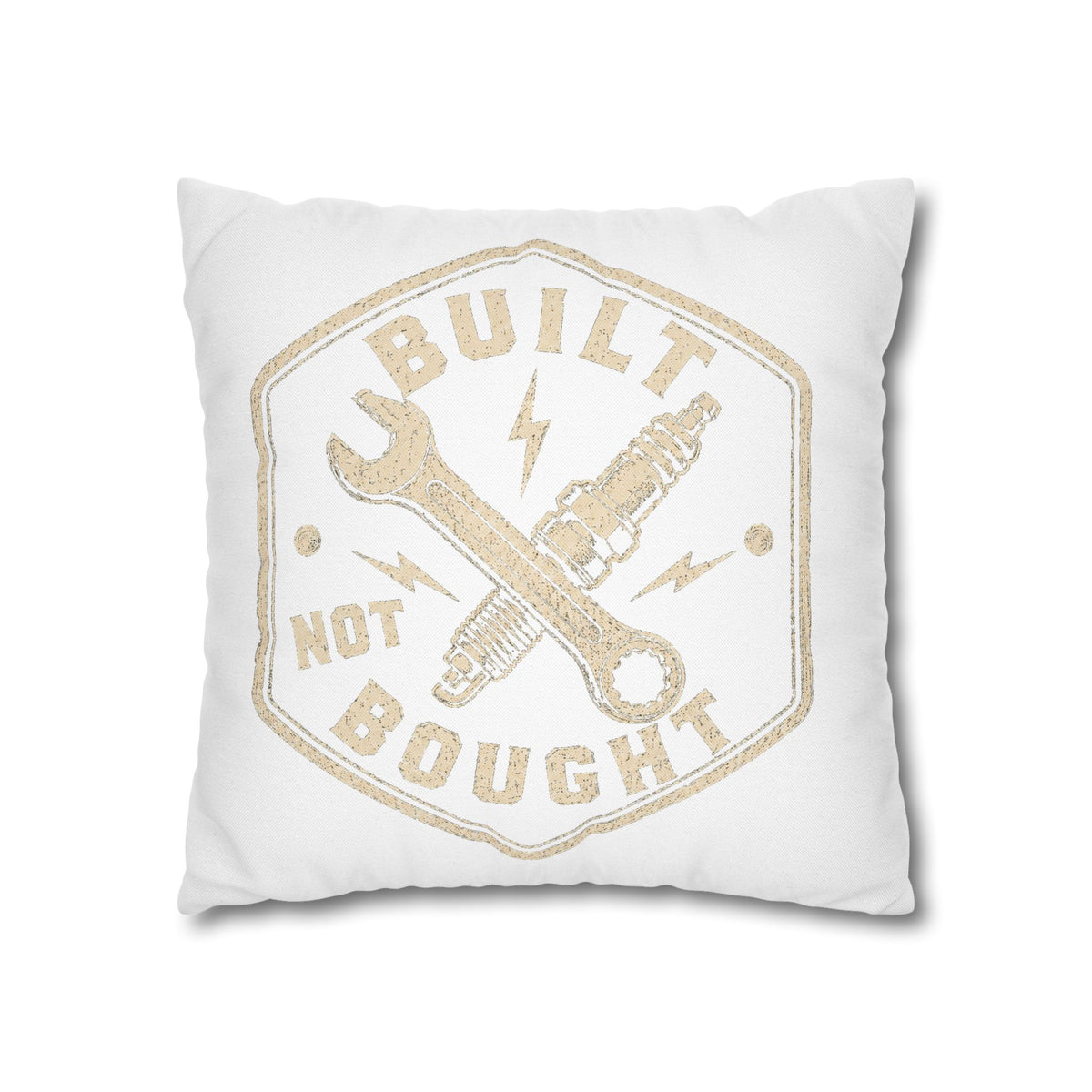 Built Not Bought Decorative Pillowcase –Milo Bailey Dog Dad Mom  Mechanic Wrench & Spark Plug Accent Cushion Cover