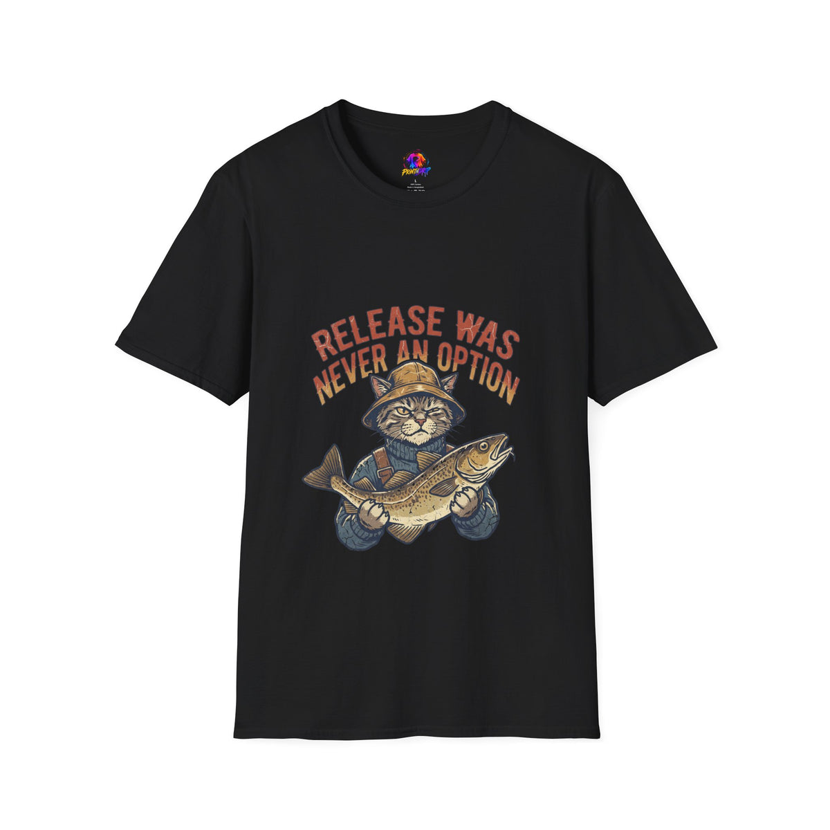 Funny And Witty Fishing Cat T-Shirt – "Release Was Never An Option" Vintage Angler Tee