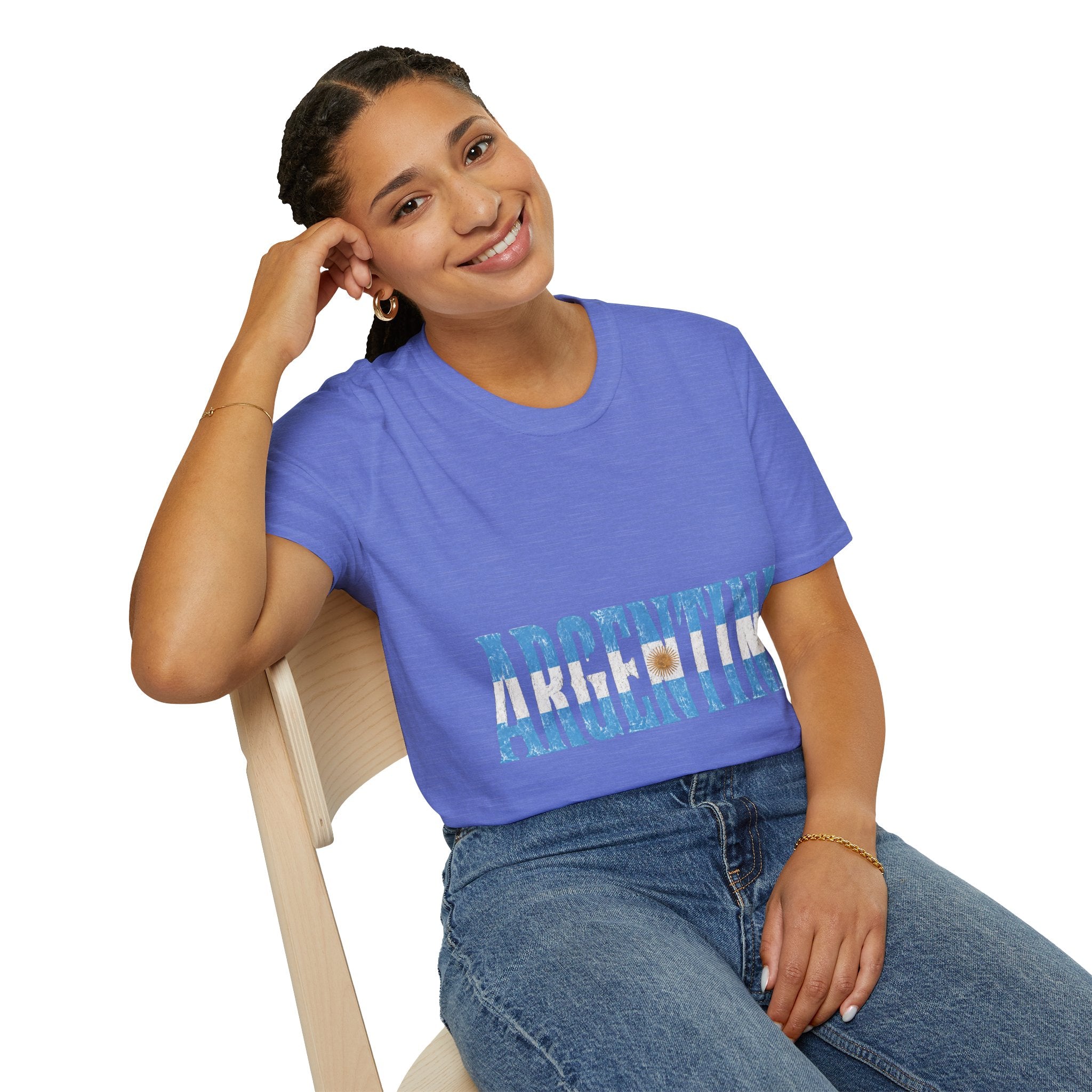 Argentina Beach Vibes T-Shirt — Distressed Blue "ARGENTINA" Graphic