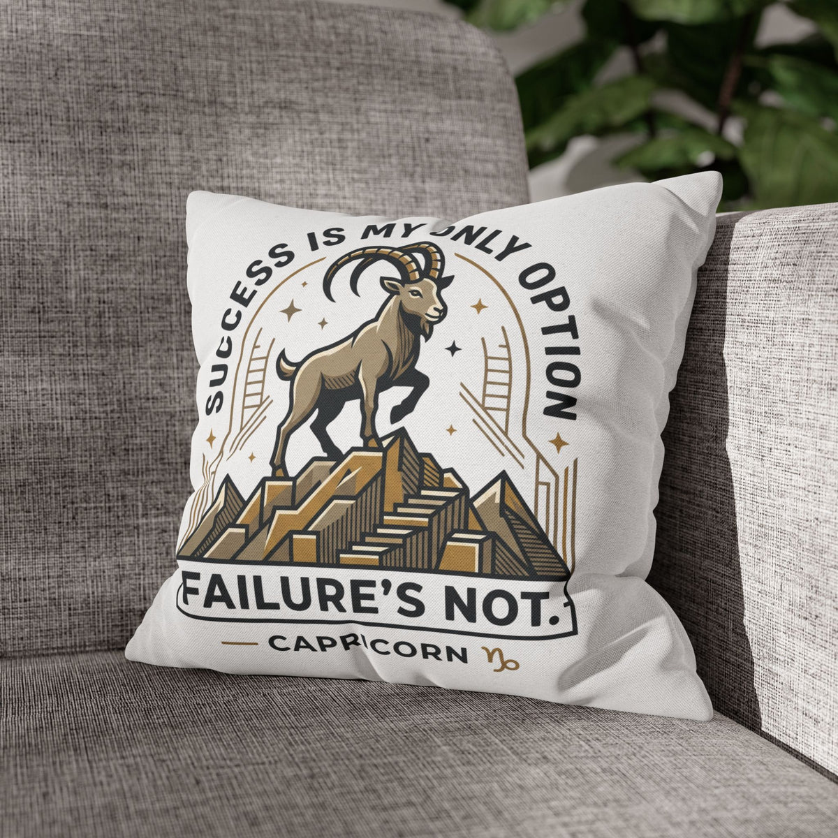 Capricorn Pillowcase – "Success Is My Only Option, Failure's Not" Zodiac Decorative Throw Pillow