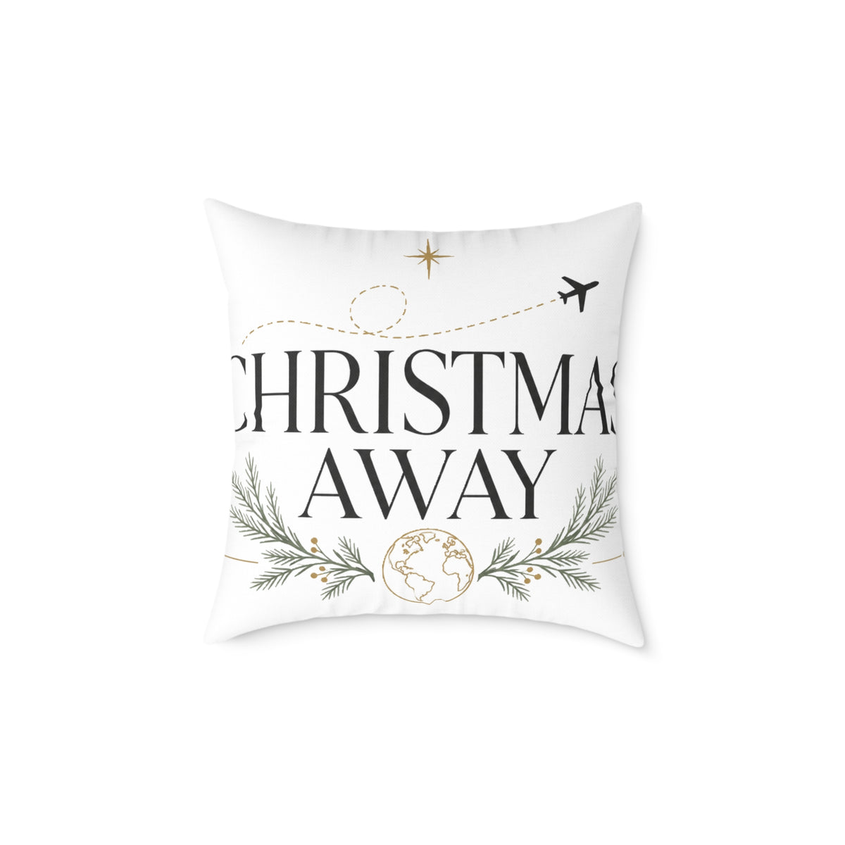 Christmas Holiday Travel Pillow | "Christmas Away" Decorative Throw Cushion