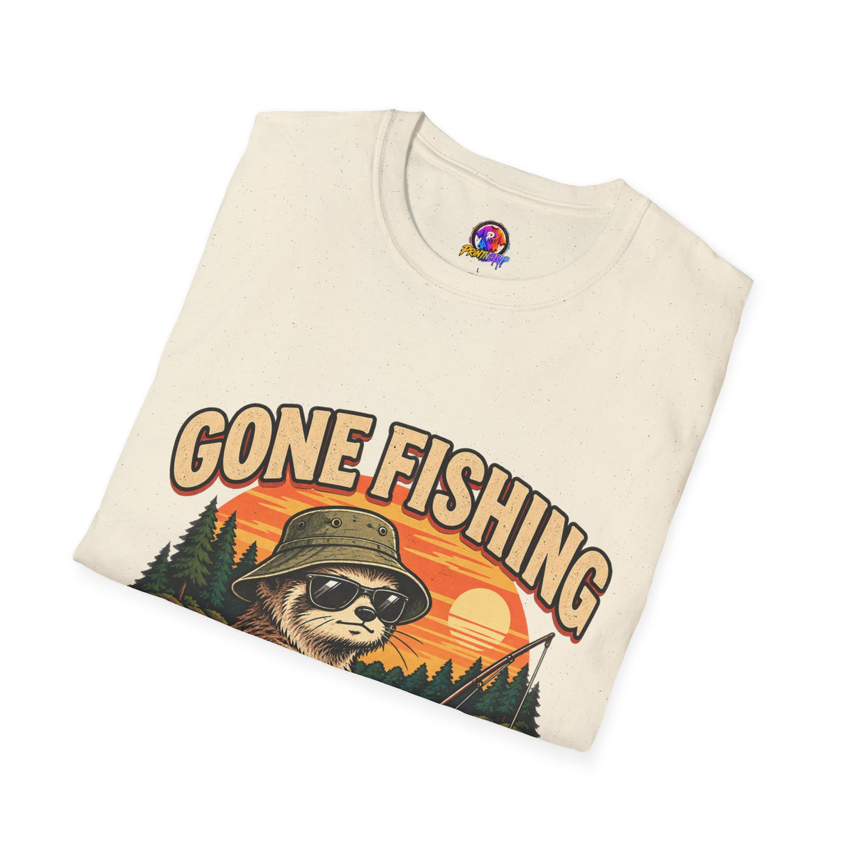 Funny And Witty T-Shirt — “Gone Fishing, Avoiding Feelings” Sloth Fishing Graphic Tee