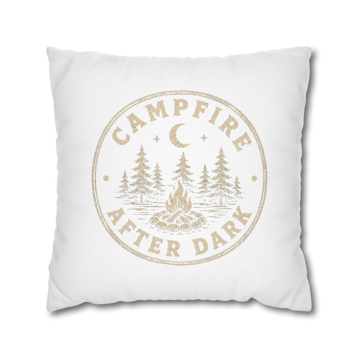 Campfire After Dark Decorative Pillowcase  Milo Bailey Dog Dad Mom— Rustic Camping Throw Pillow Cover