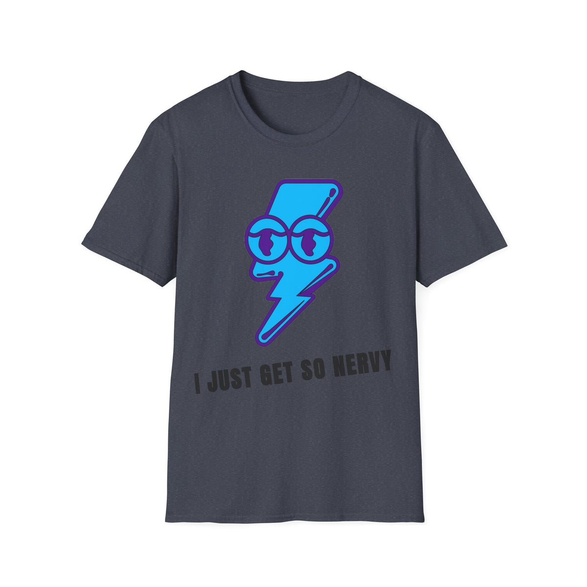 Graphic T-Shirt — 'I Just Get So Nervy' Blue Lightning Emoji Tee - Trending Now - September 2026