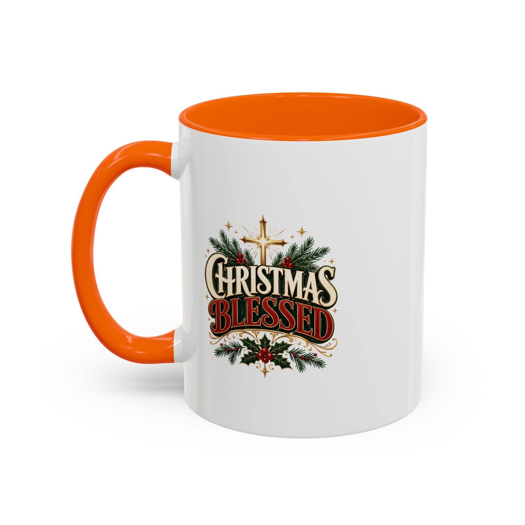 Christmas Blessed Accent Coffee Mug – Holiday Pine & Holly