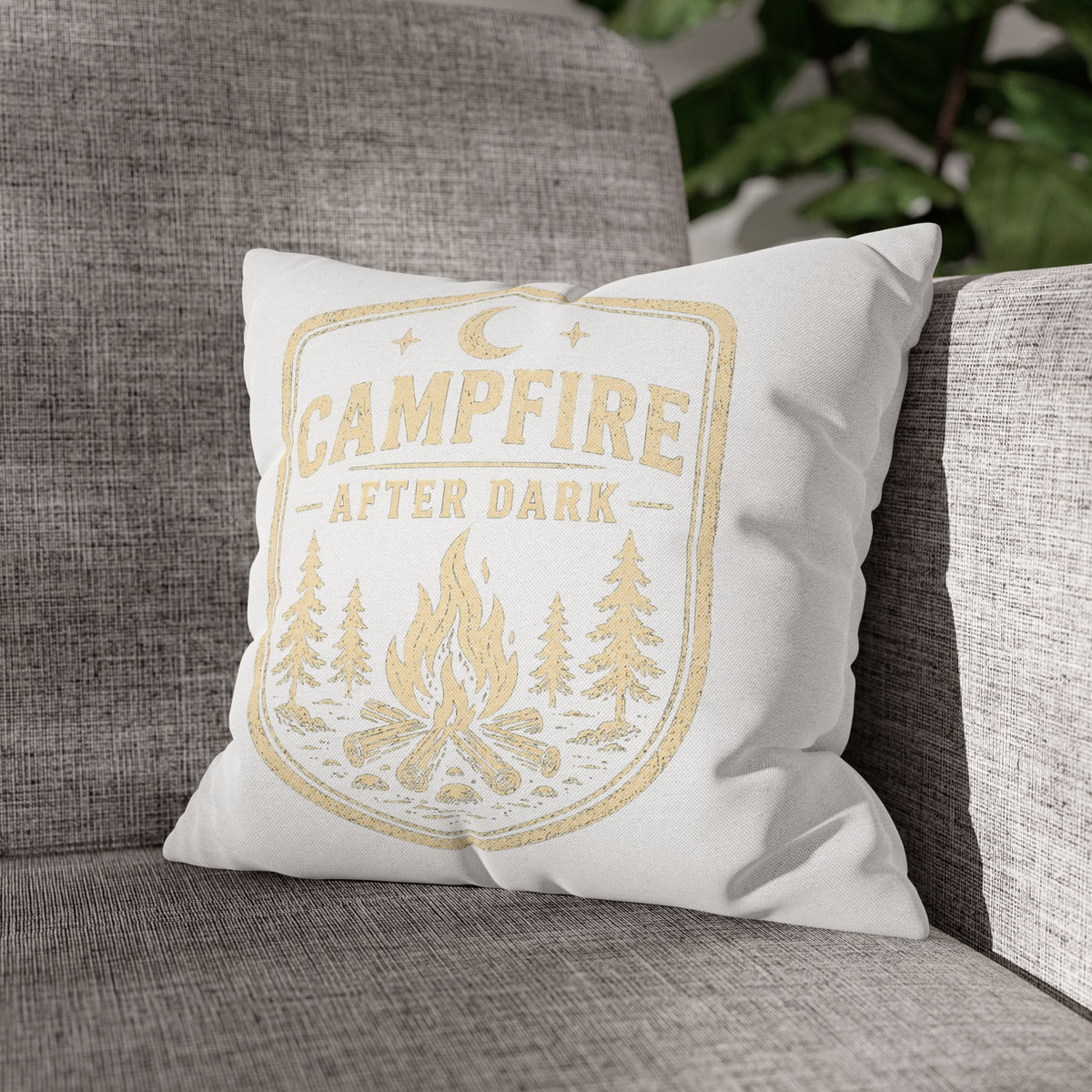 Campfire After Dark Throw Pillowcase Milo Bailey Dog Dad Mom — Cozy Rustic Camping Decor
