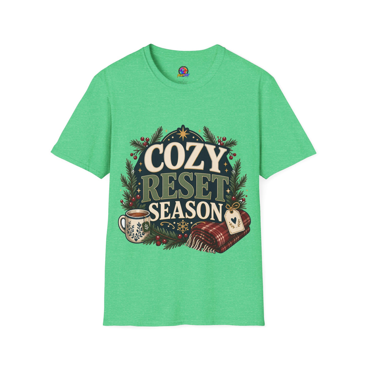 Cozy Reset Season T‑Shirt — Holiday Cozy Cabin Graphic Tee
