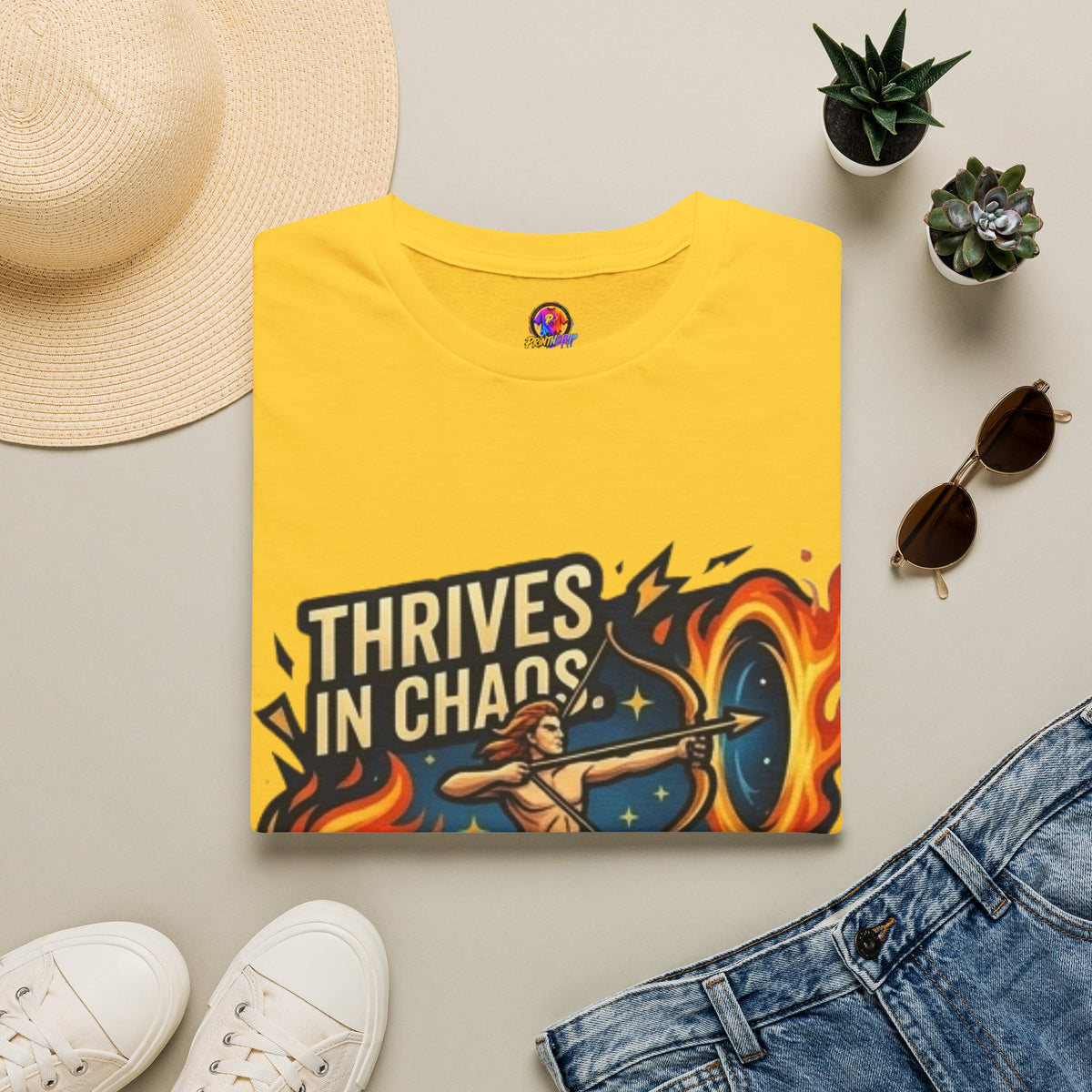 Sagittarius Archer T‑Shirt — "Thrives in Chaos" Zodiac Fire Sign Tee