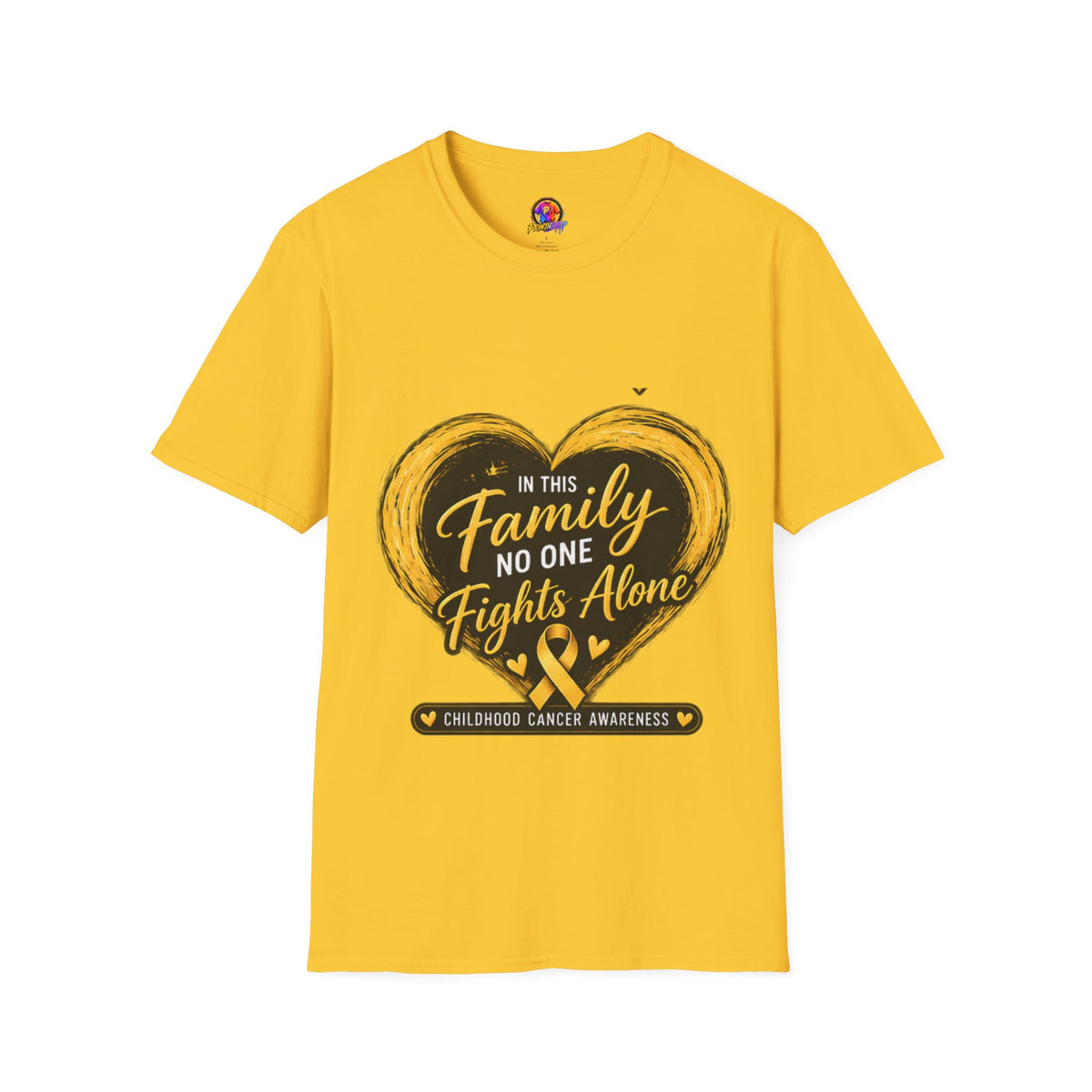 Childhood Cancer Awareness T-Shirt — "In This Family No One Fights Alone"