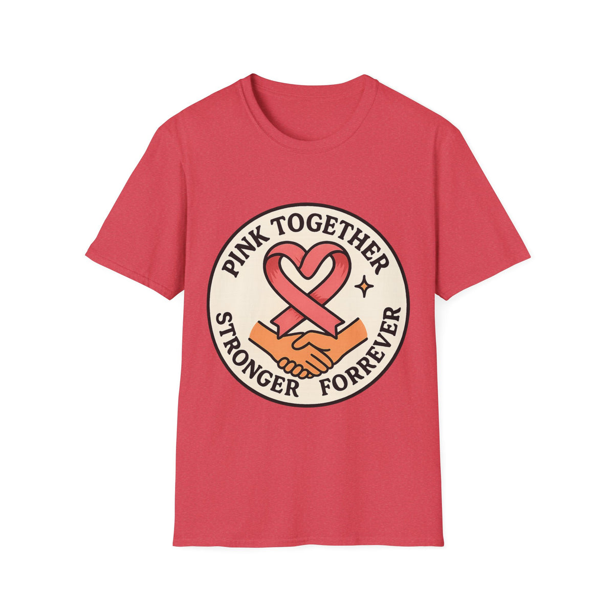 Pink Together Stronger Forever Shield Badge T-Shirt, Breast Cancer Heart Ribbon Tee - Trending Now - September 2026