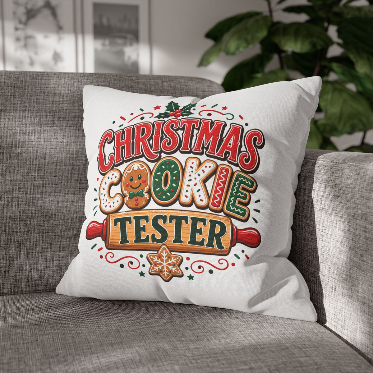 Christmas Cookie Tester Pillowcase — Holiday Decorative Throw Pillow Cover