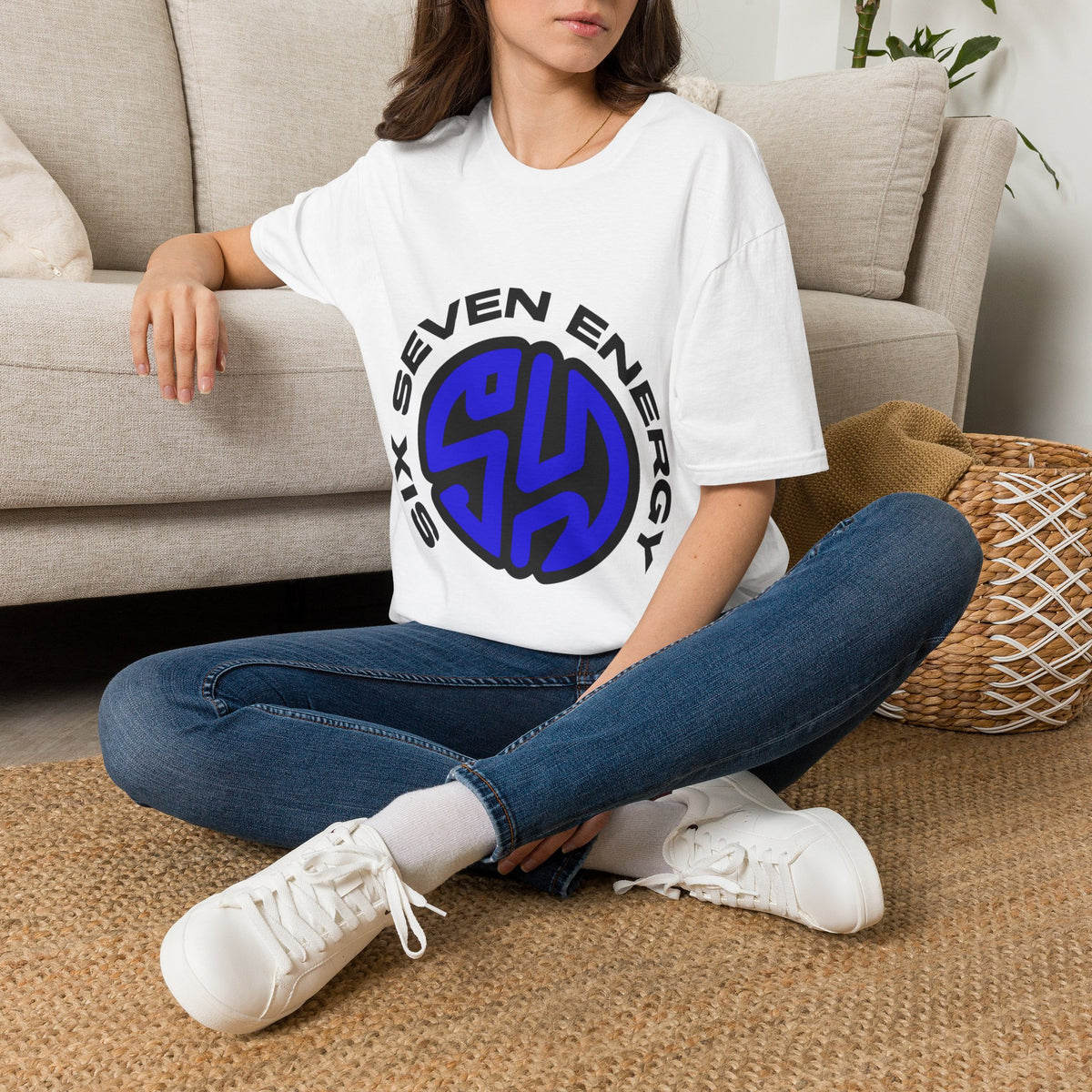 "Six Seven Energy" Circular Blue Monogram Graphic Tee - Trending Now - September 2026