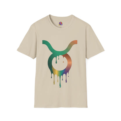 Taurus Drip Graphic Tee — Rainbow Zodiac Bull Shirt