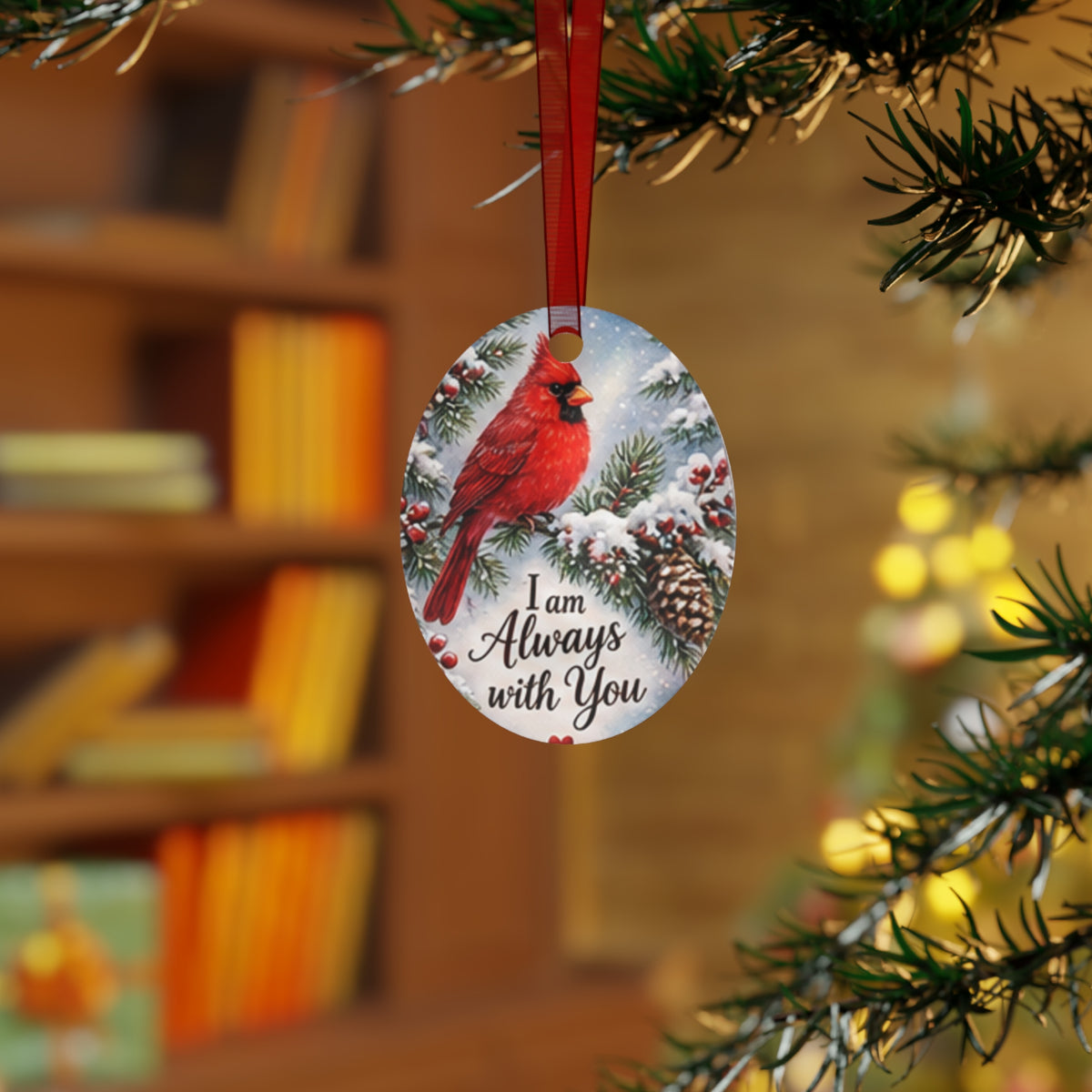 Cardinal Memorial Metal Ornament - "I Am Always With You" Holiday Keepsake