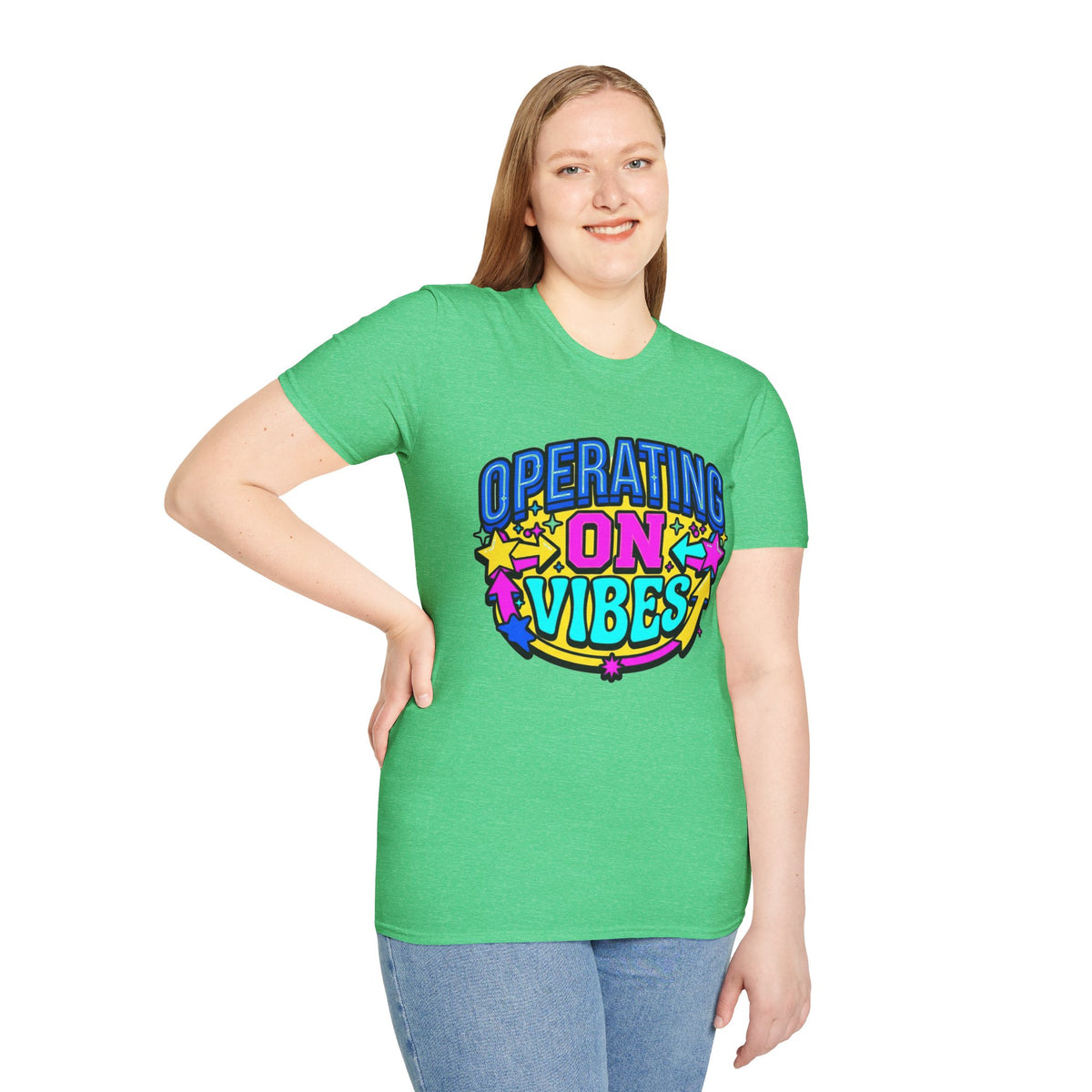Operating On Good Vibes T-Shirt — Retro Rainbow Positive Energy Tee - Trending Now - August 2026