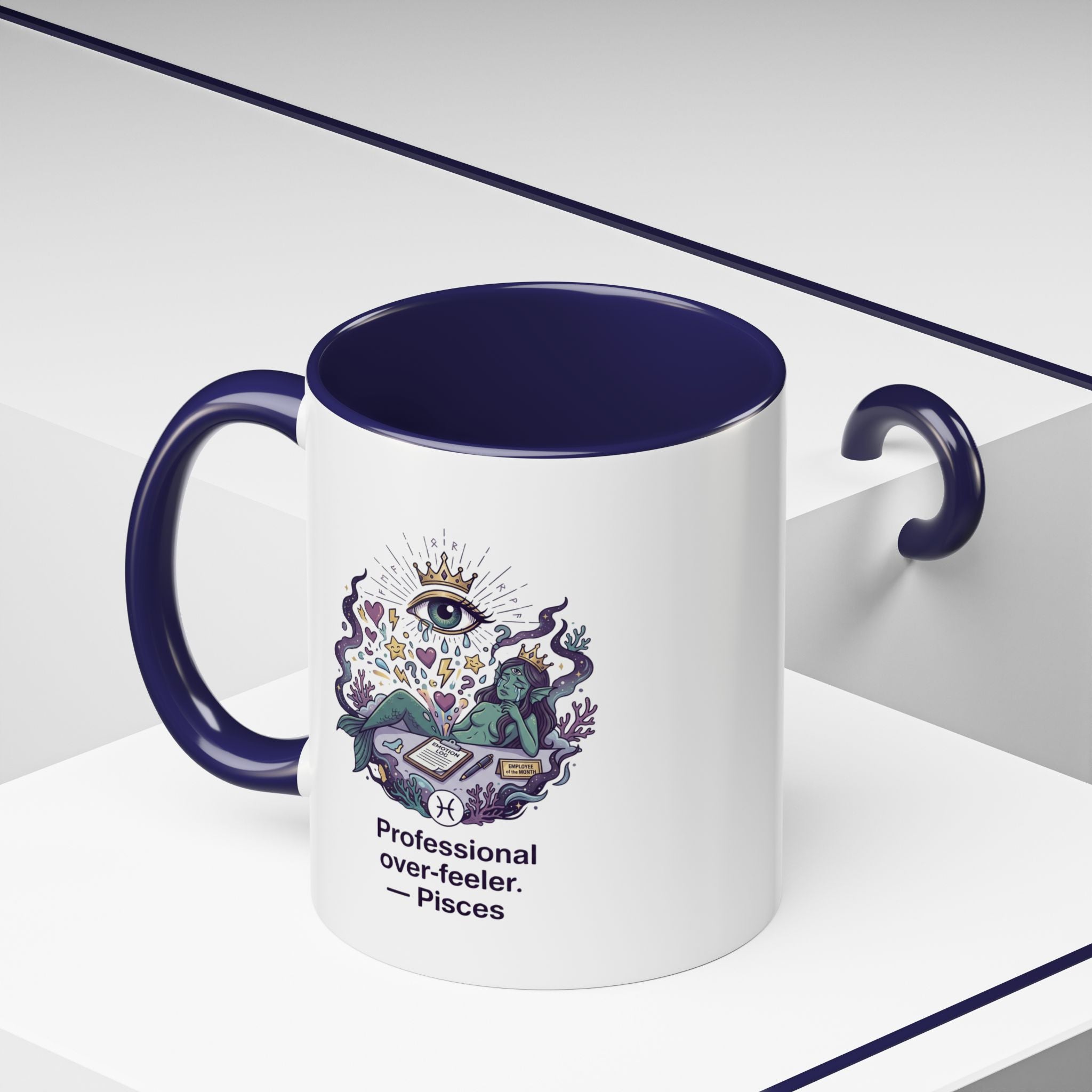 Pisces Coffee Mug — "Professional Over-feeler" Zodiac Accent Mug (11/15oz)