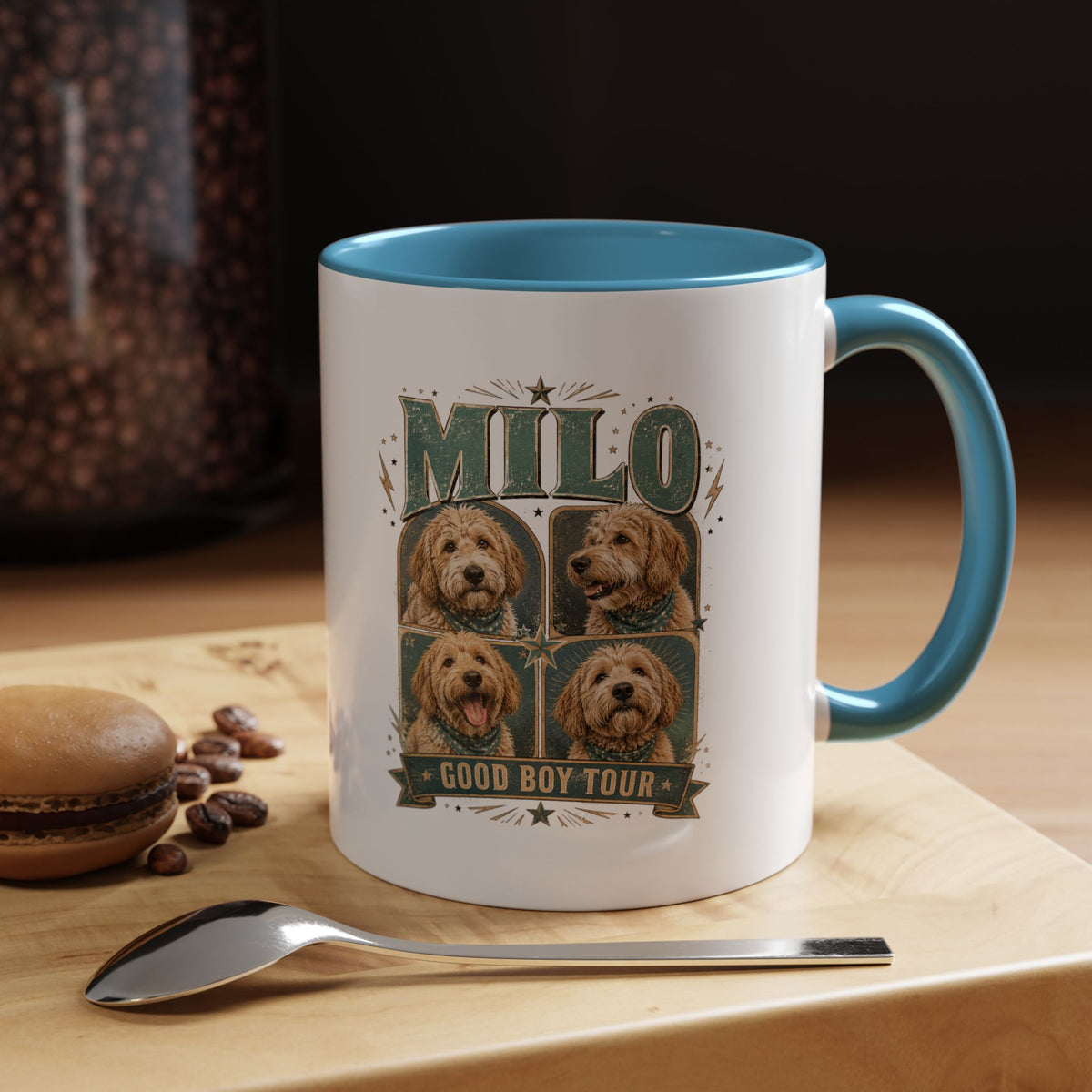 Milo Bailey Dog Dad Mom Milo 'Good Boy Tour' Accent Coffee Mug – Personalized Dog Lover Gift