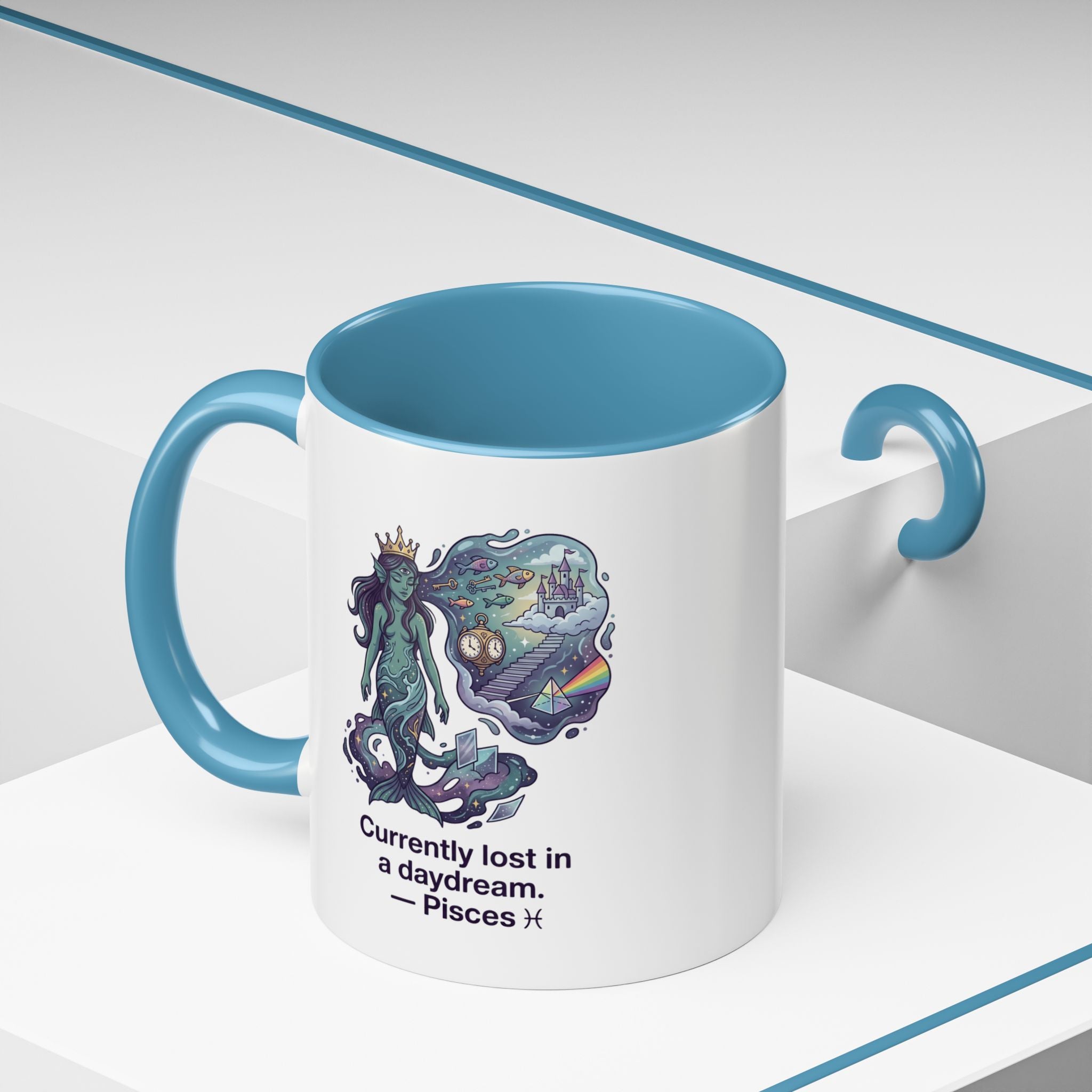 Pisces Daydream Accent Coffee Mug — "Currently lost in a daydream" Astrological Zodiac Gift