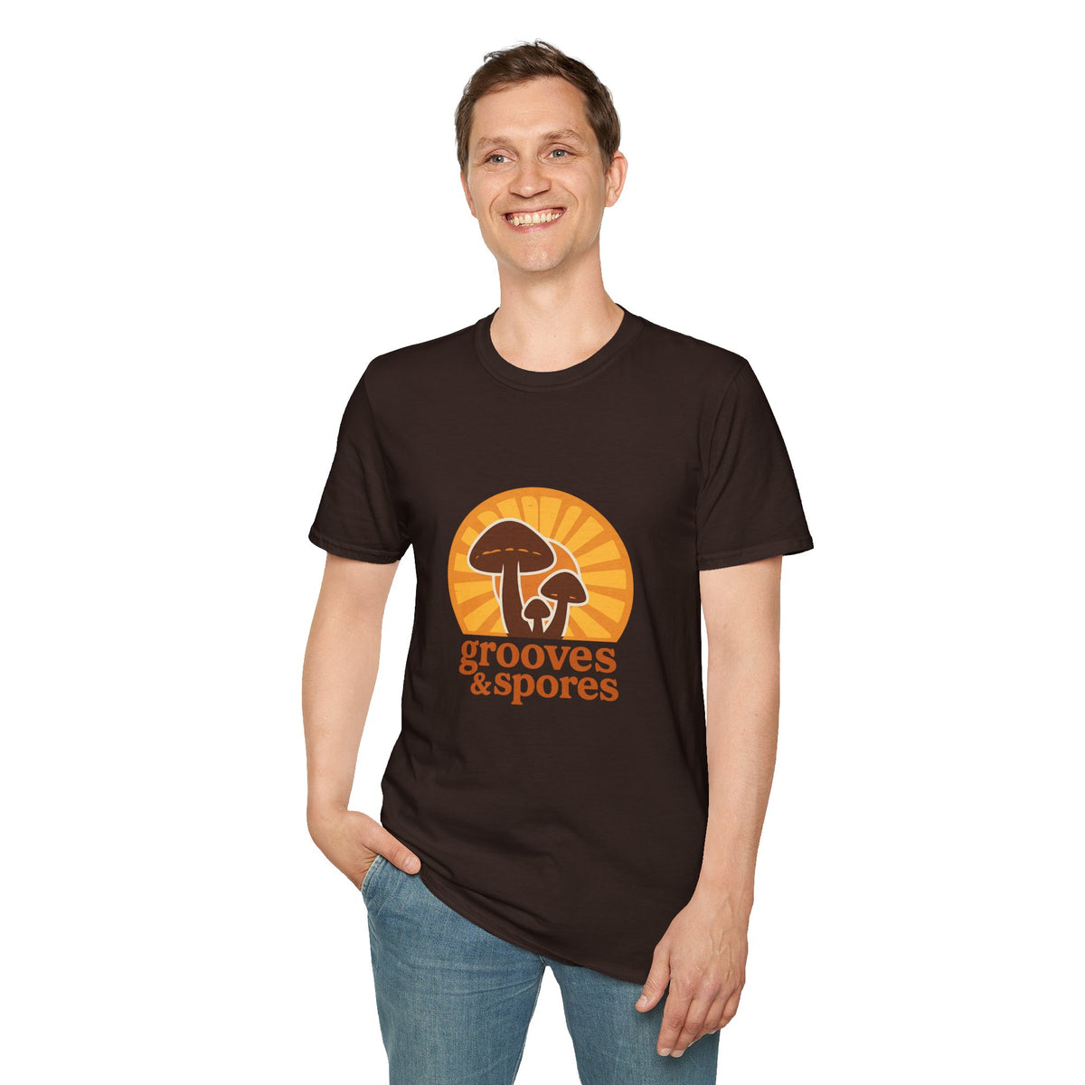 Vintage Mushroom T-Shirt — 'Grooves & Spores' Retro Psychedelic Tee - Trending Now - August 2026