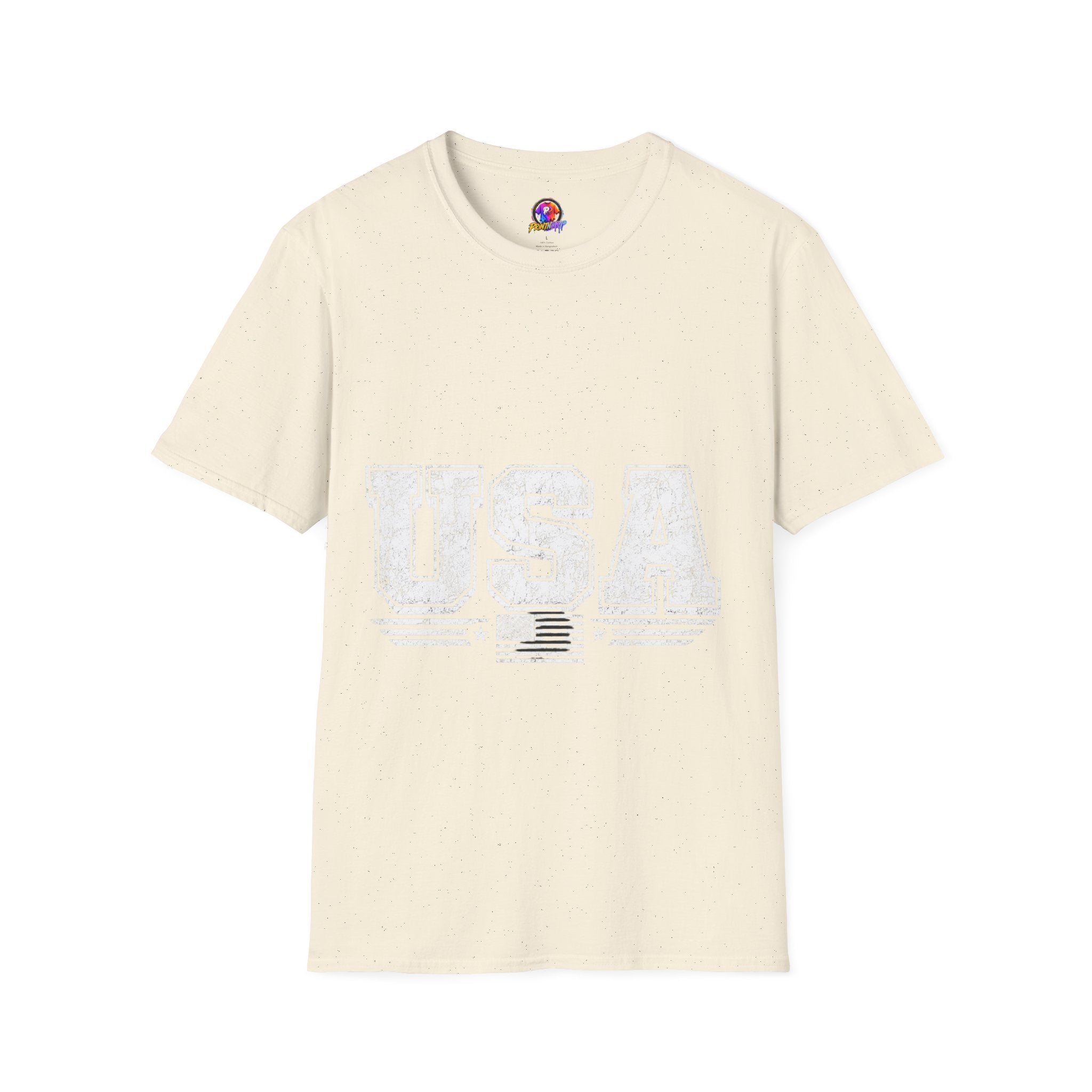 USA Vintage Block T-Shirt — Patriotic Americana Graphic Tee