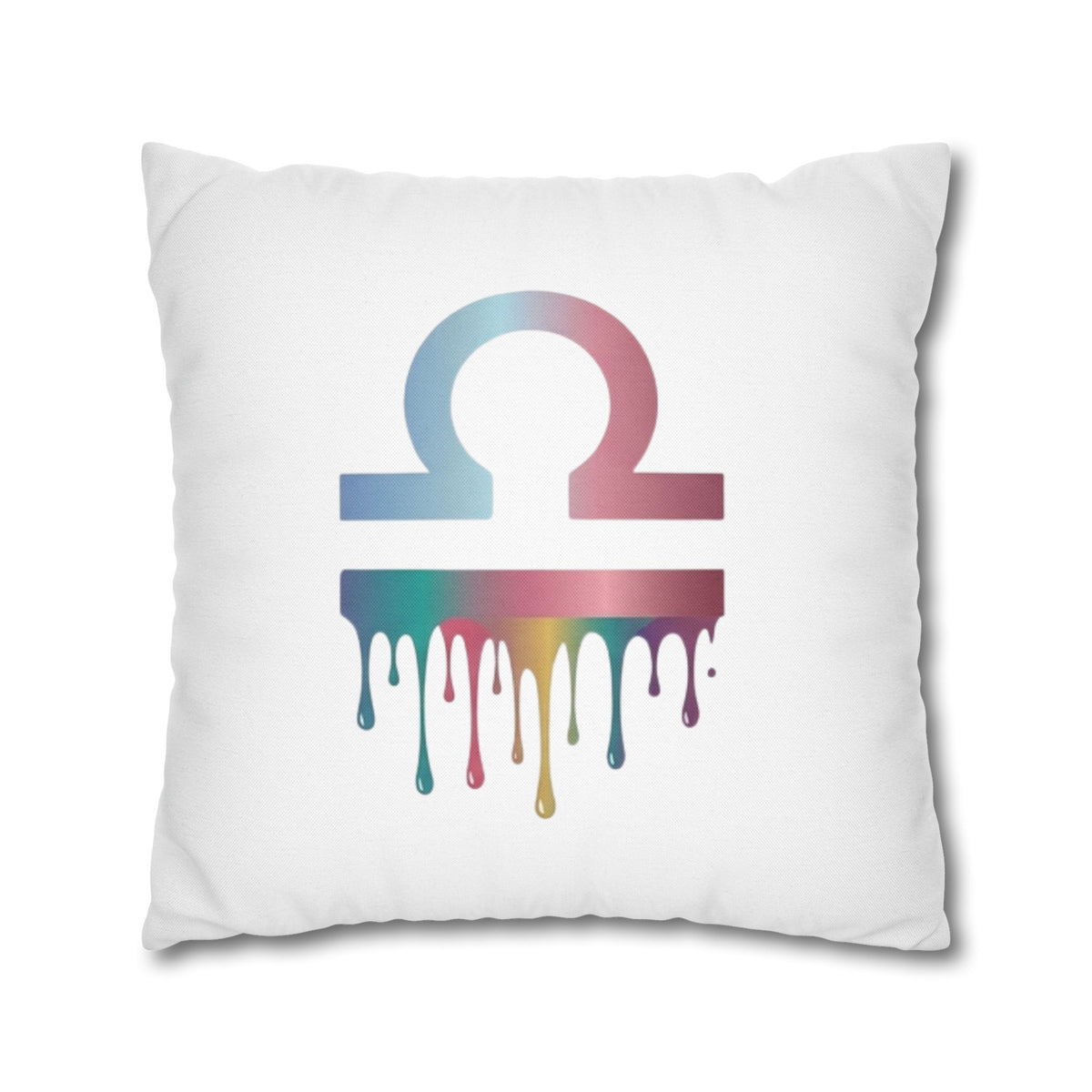 Libra Zodiac Drip Pillowcase — Colorful Astrology Square Throw Pillow